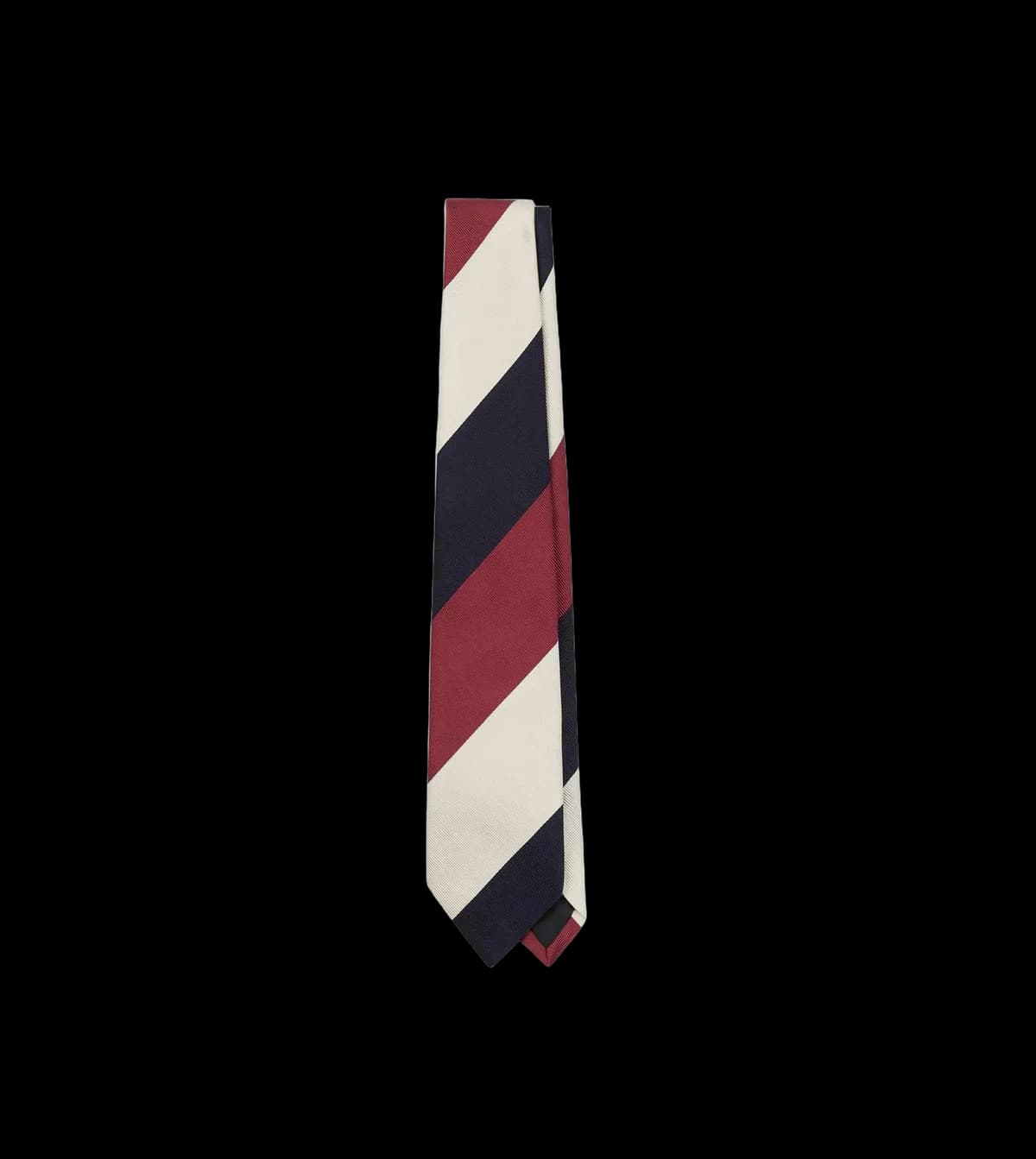 Pink, Ecru and Navy Block Stripe Repp Silk Tipped Tie