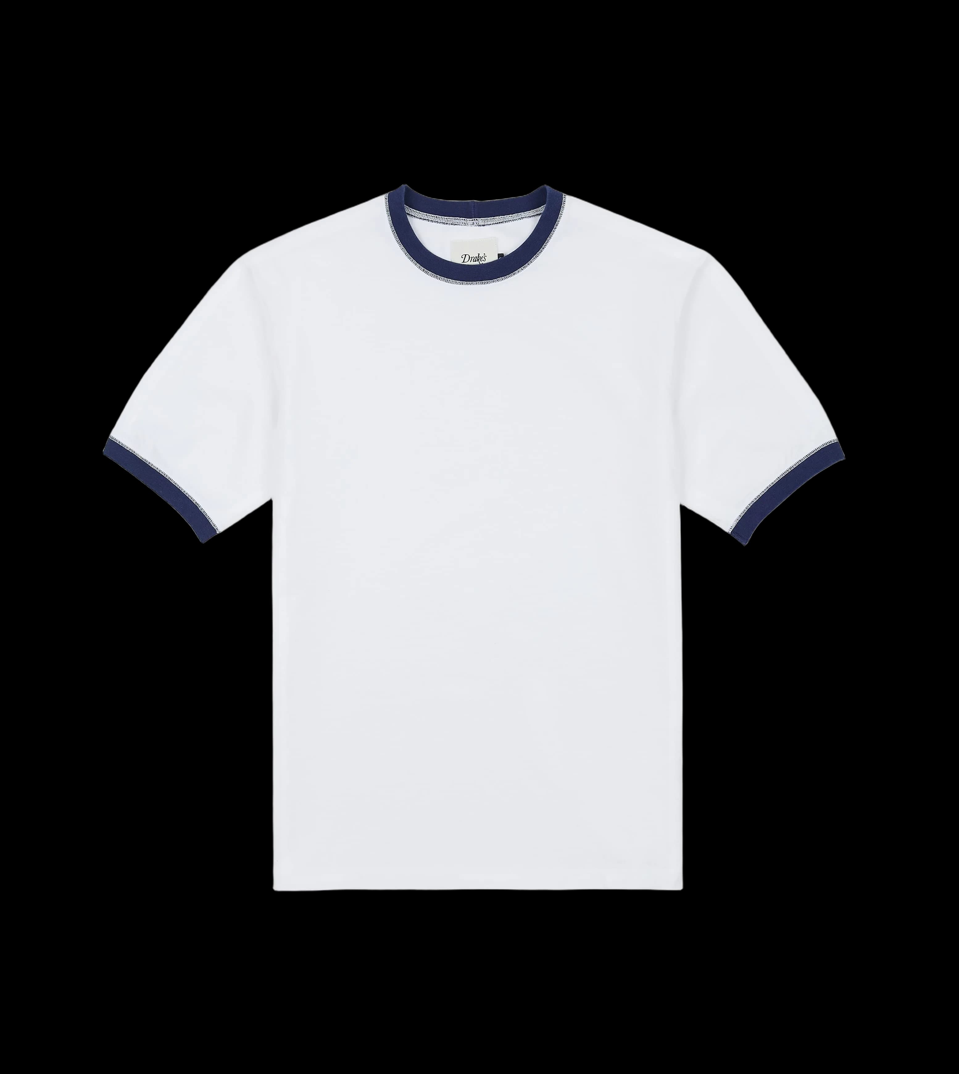 White and Navy Tipped Ringer T-Shirt