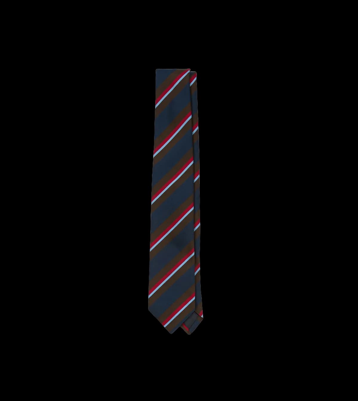 Brown and Navy Regimental Stripe Mogador Cotton-Silk Tipped Tie