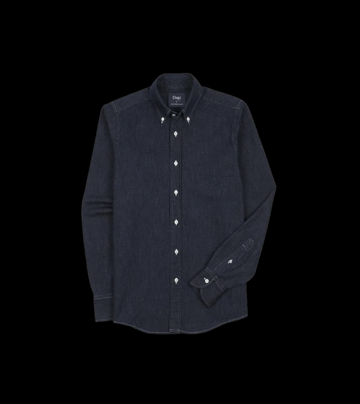 Indigo Rinse Denim Button-Down Shirt