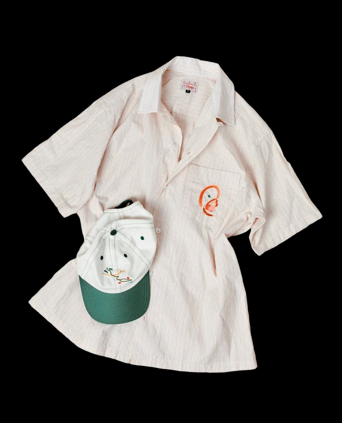 Mayumi Y. for Drake’s Stripe Cotton Camp Collar Short Sleeve Shirt
