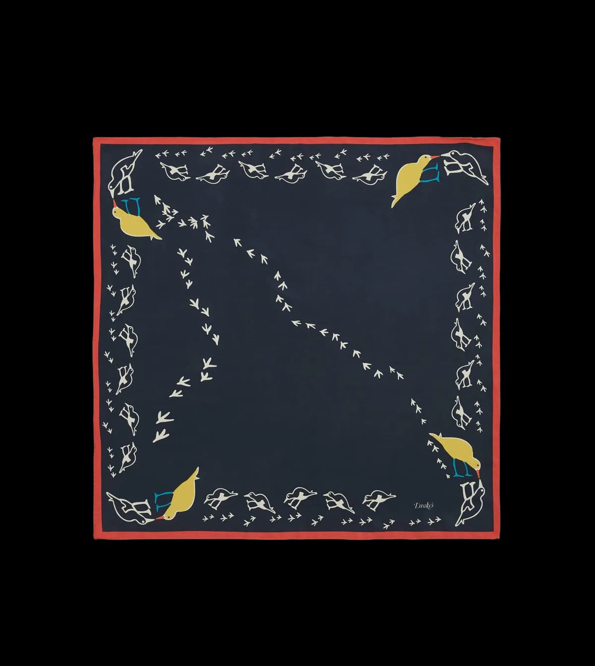 Navy Oyster Catcher Print Silk Bandana