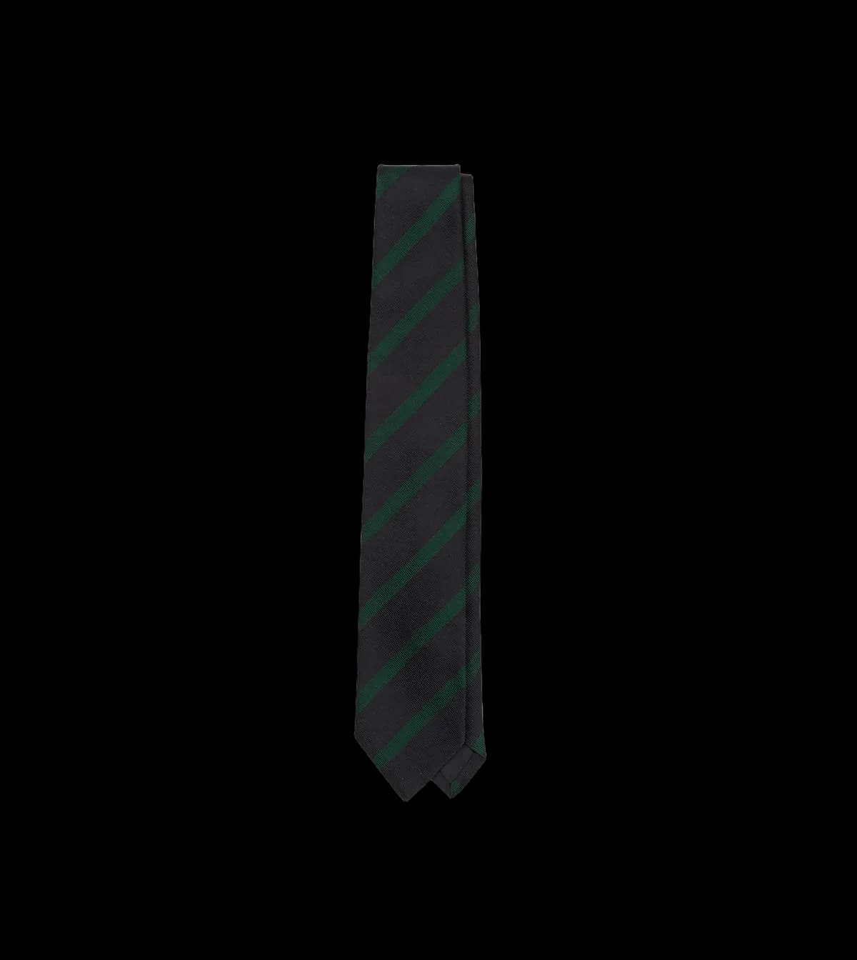 Navy and Green Bar Stripe Repp Silk Tipped Tie