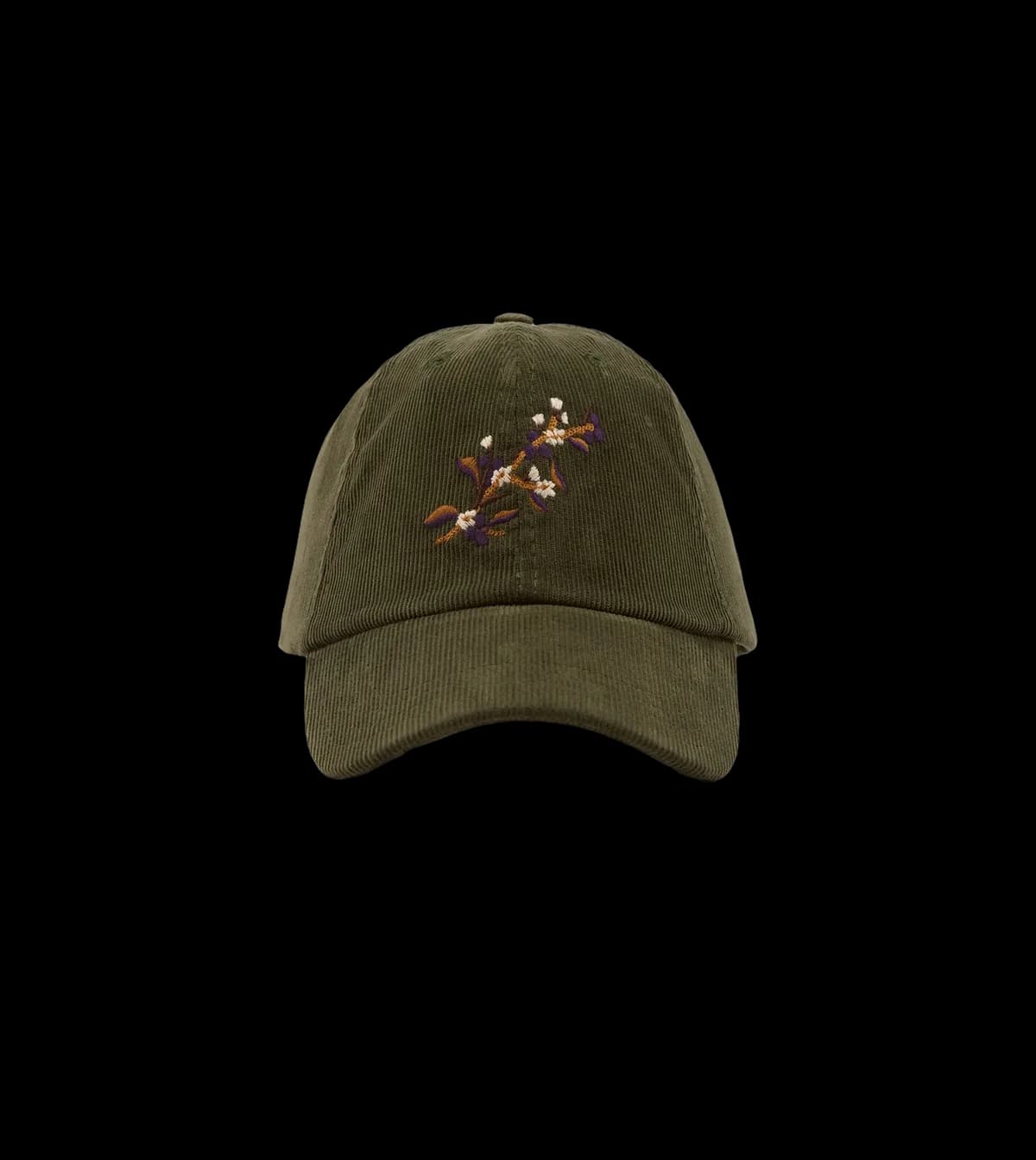 Olive 'Blackthorn' Cotton Needlecord Baseball Cap