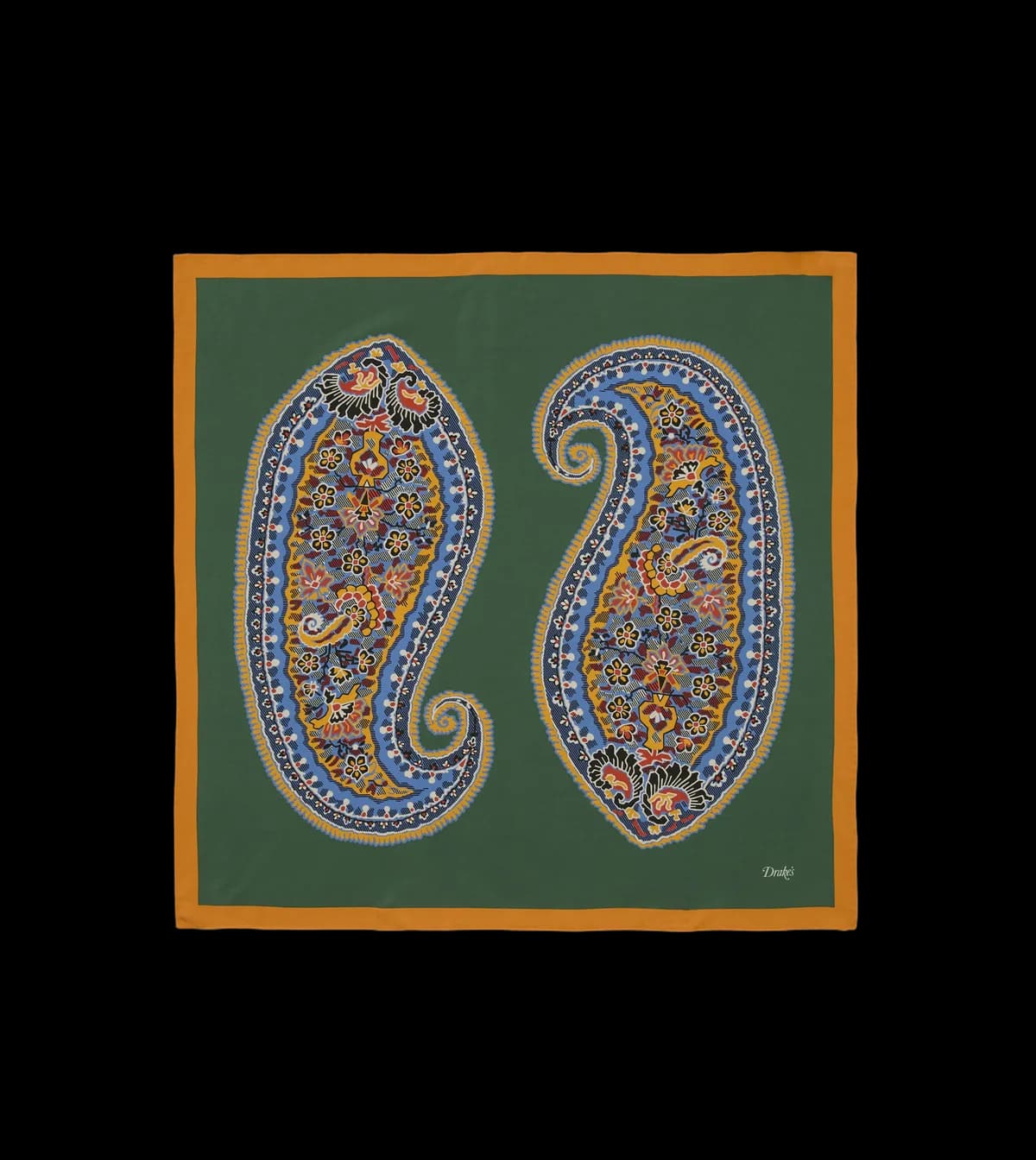 Green Jumbo Paisley Print Silk Bandana