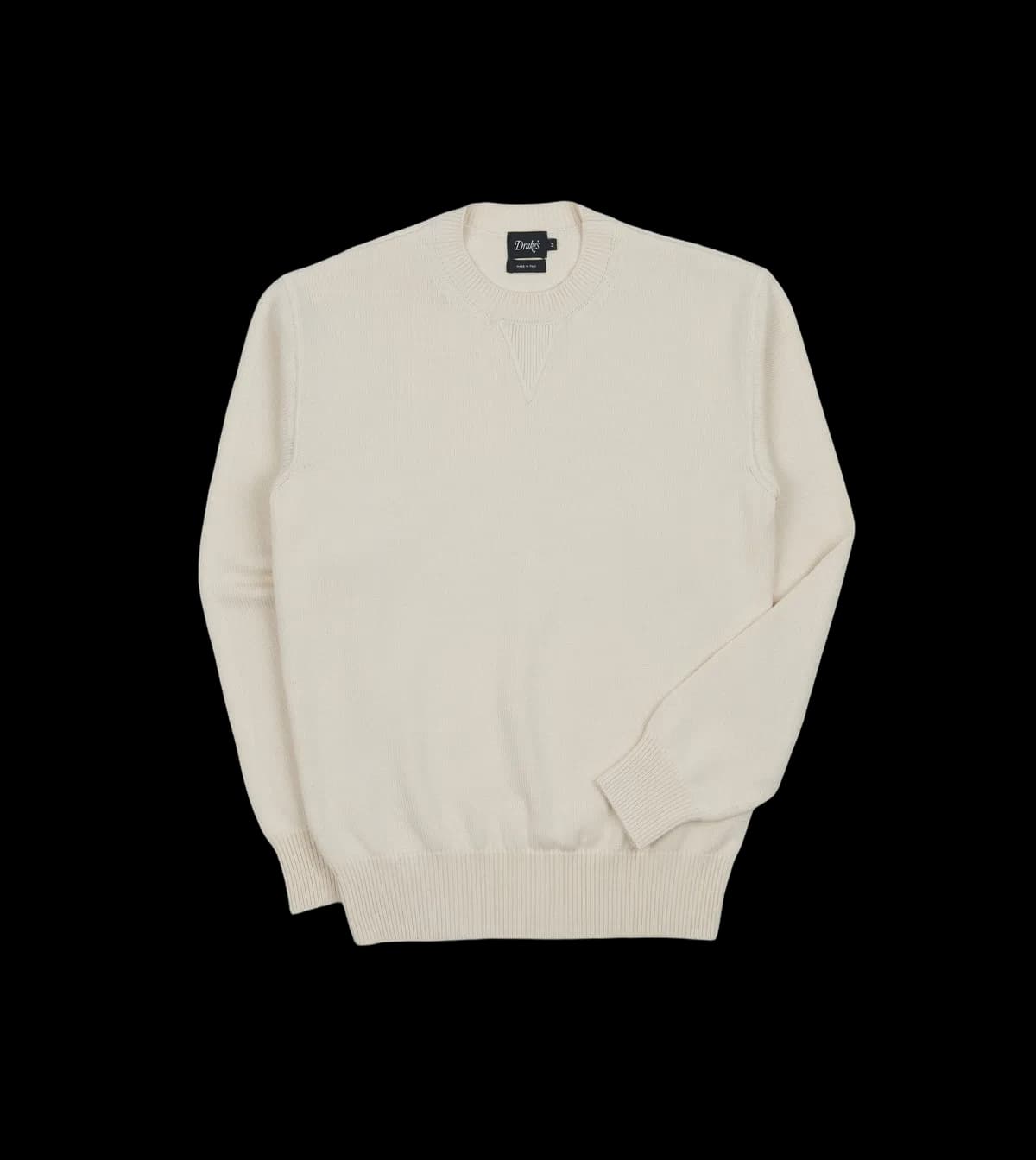 Ecru Wool-Cotton Knit Sweatshirt