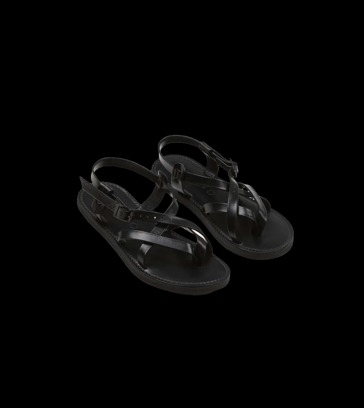 Kovalam Black Leather One Strap Sandal