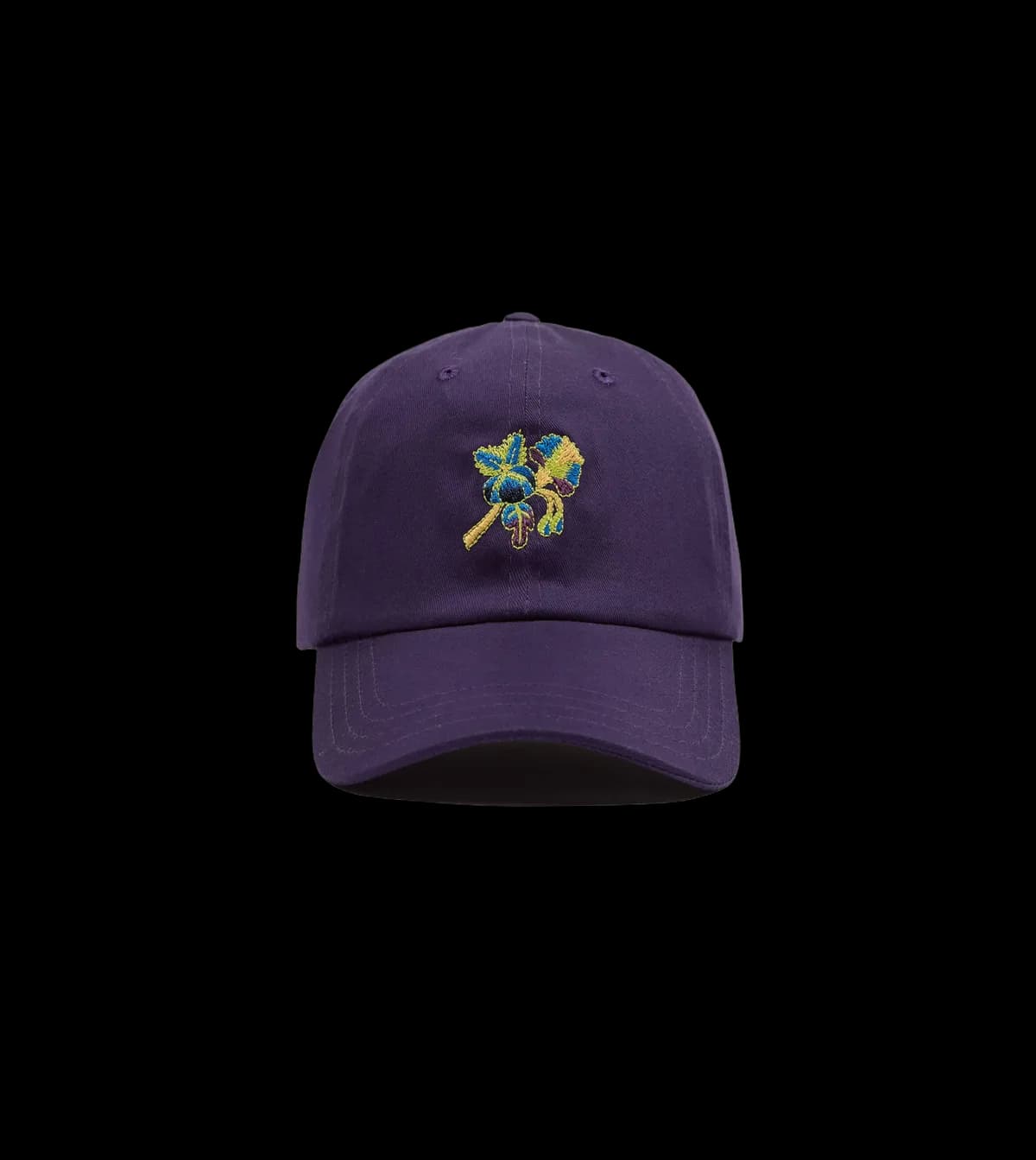 Purple 'Psycha Flower' Cotton Twill Baseball Cap