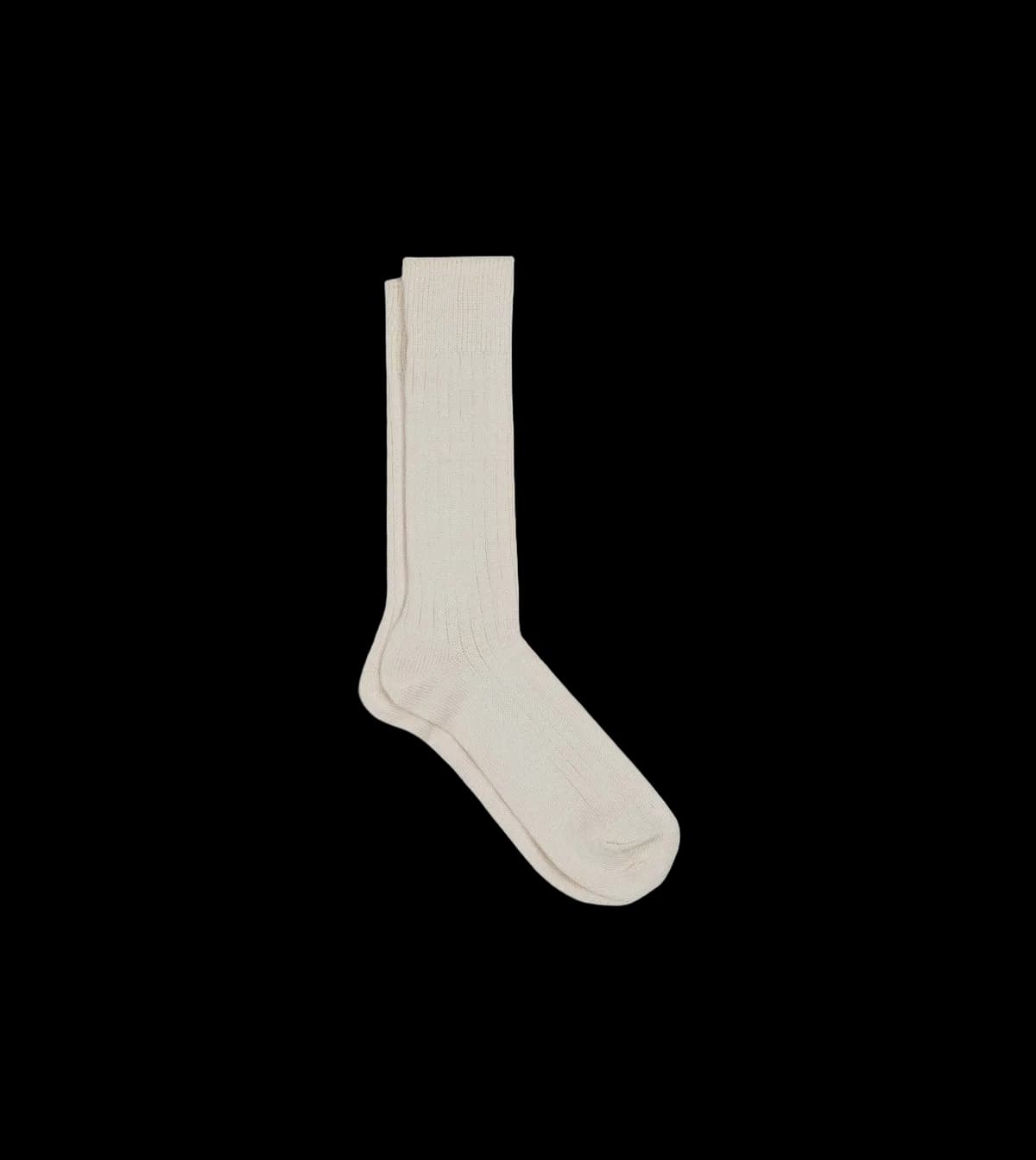RoToTo Ecru Linen-Cotton Ribbed Socks