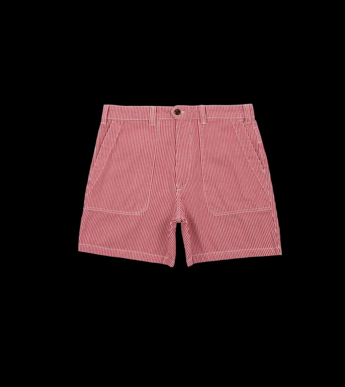 Red Stripe Cotton Fatigue Shorts