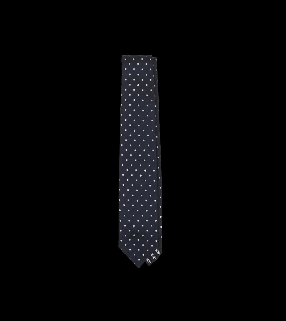 Navy Dots Shantung Silk Hand-Rolled Tie