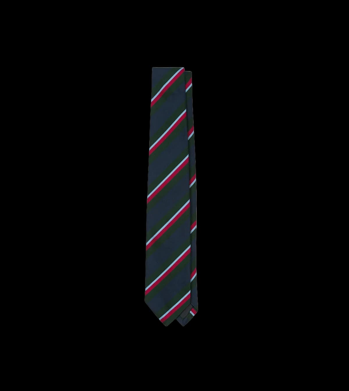 Green and Navy Regimental Stripe Mogador Cotton-Silk Tipped Tie