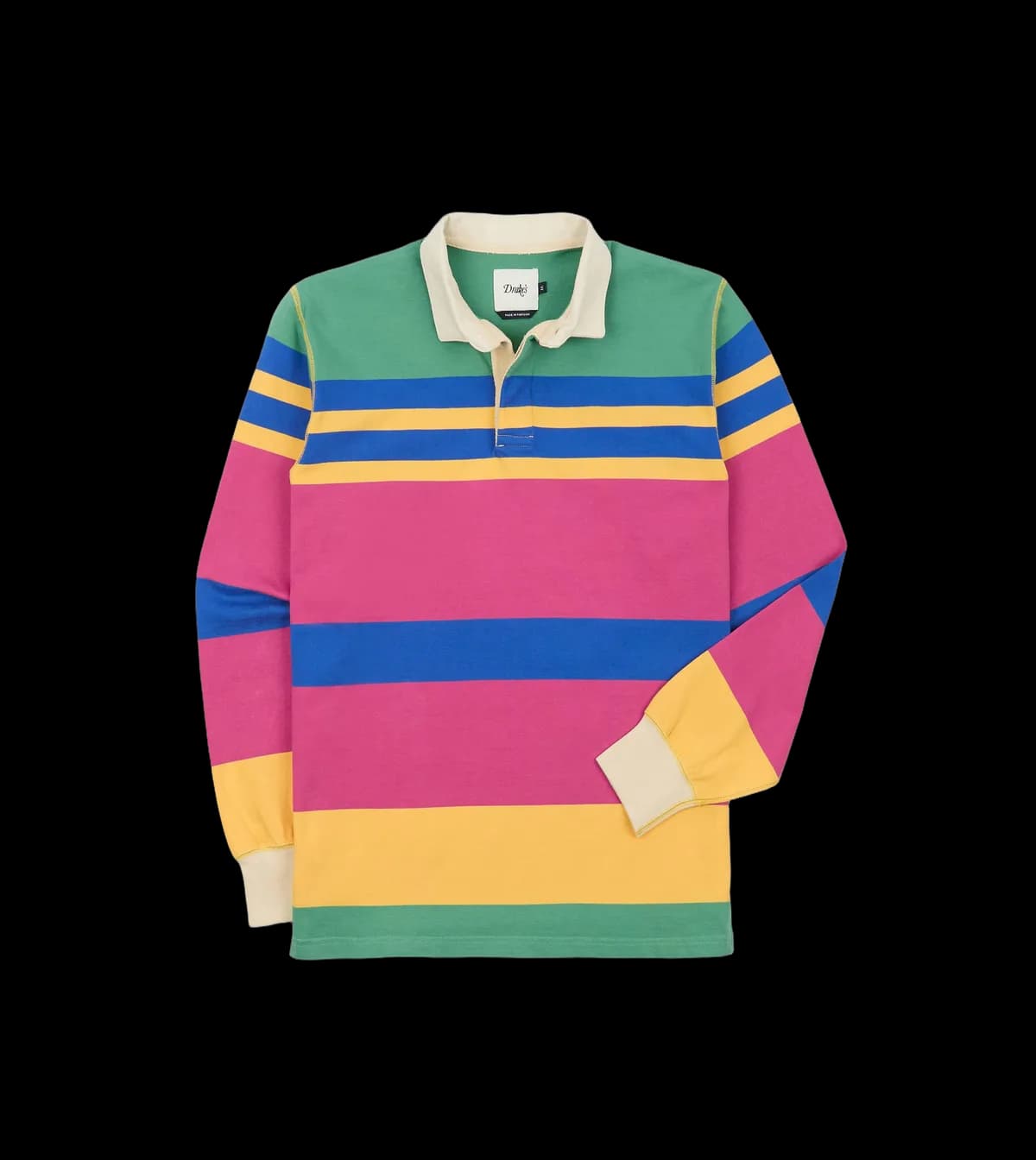 Pink, Green, Yellow and Navy Pastel Stripe Cotton Rugby Shirt