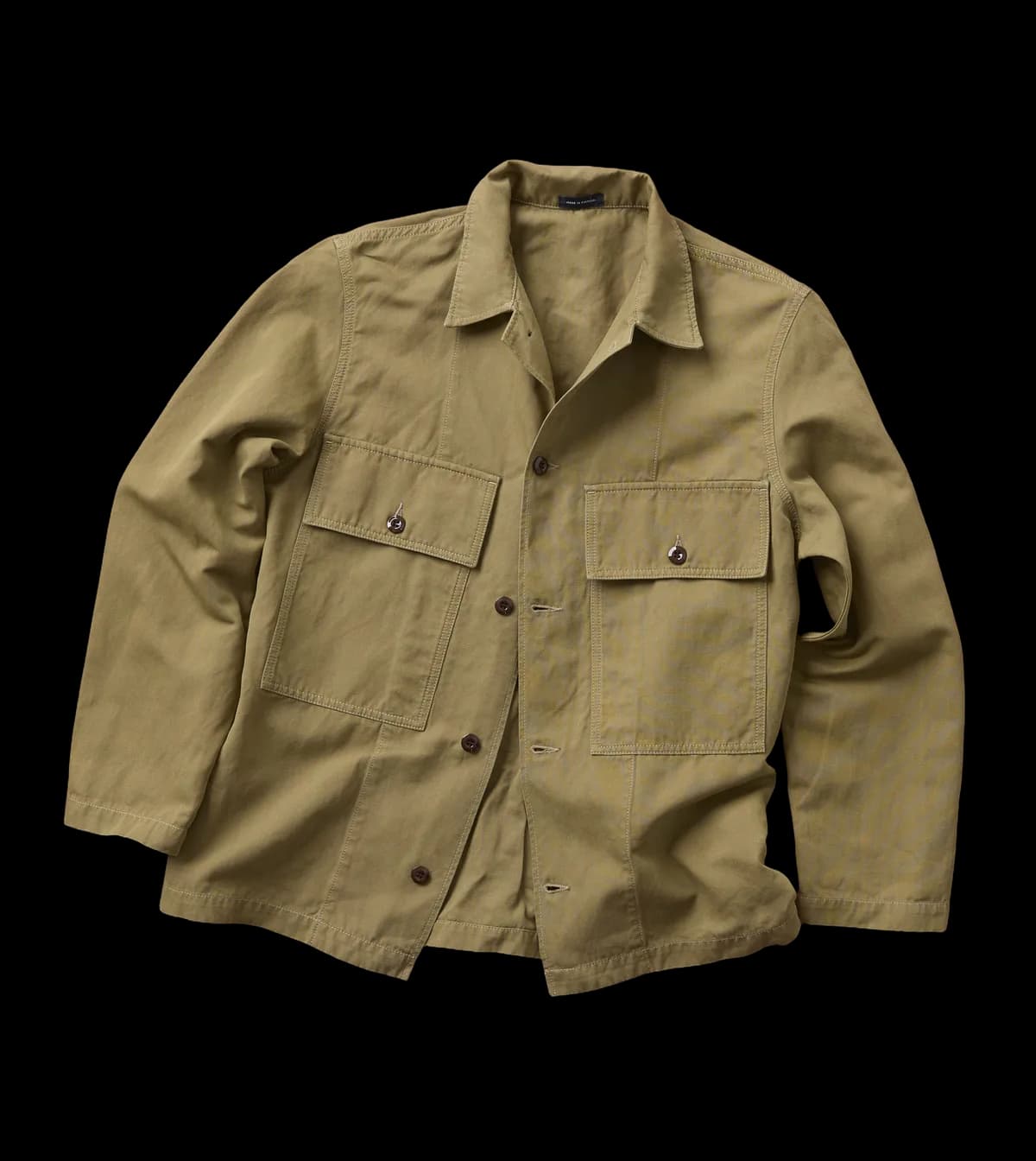 Olive Cotton-Linen Field Shirt