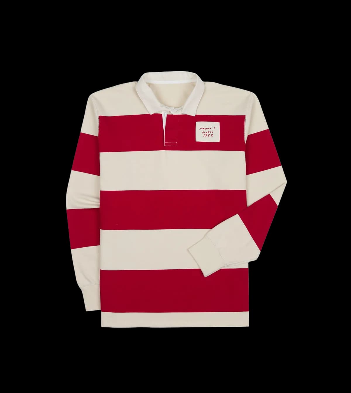 Mayumi Y. for Drake’s Stripe Cotton Embroidered Rugby Shirt