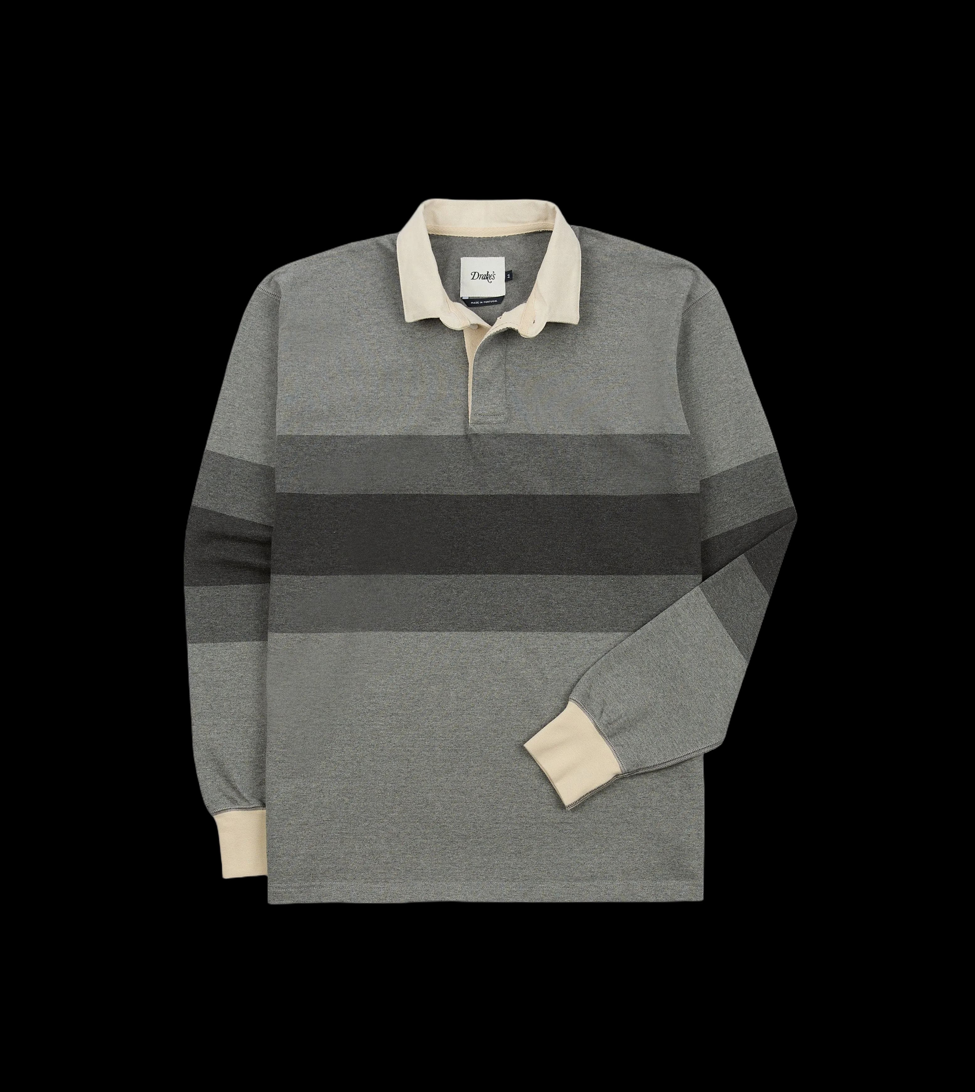 Grey Melange Centre Stripe Cotton Rugby Shirt