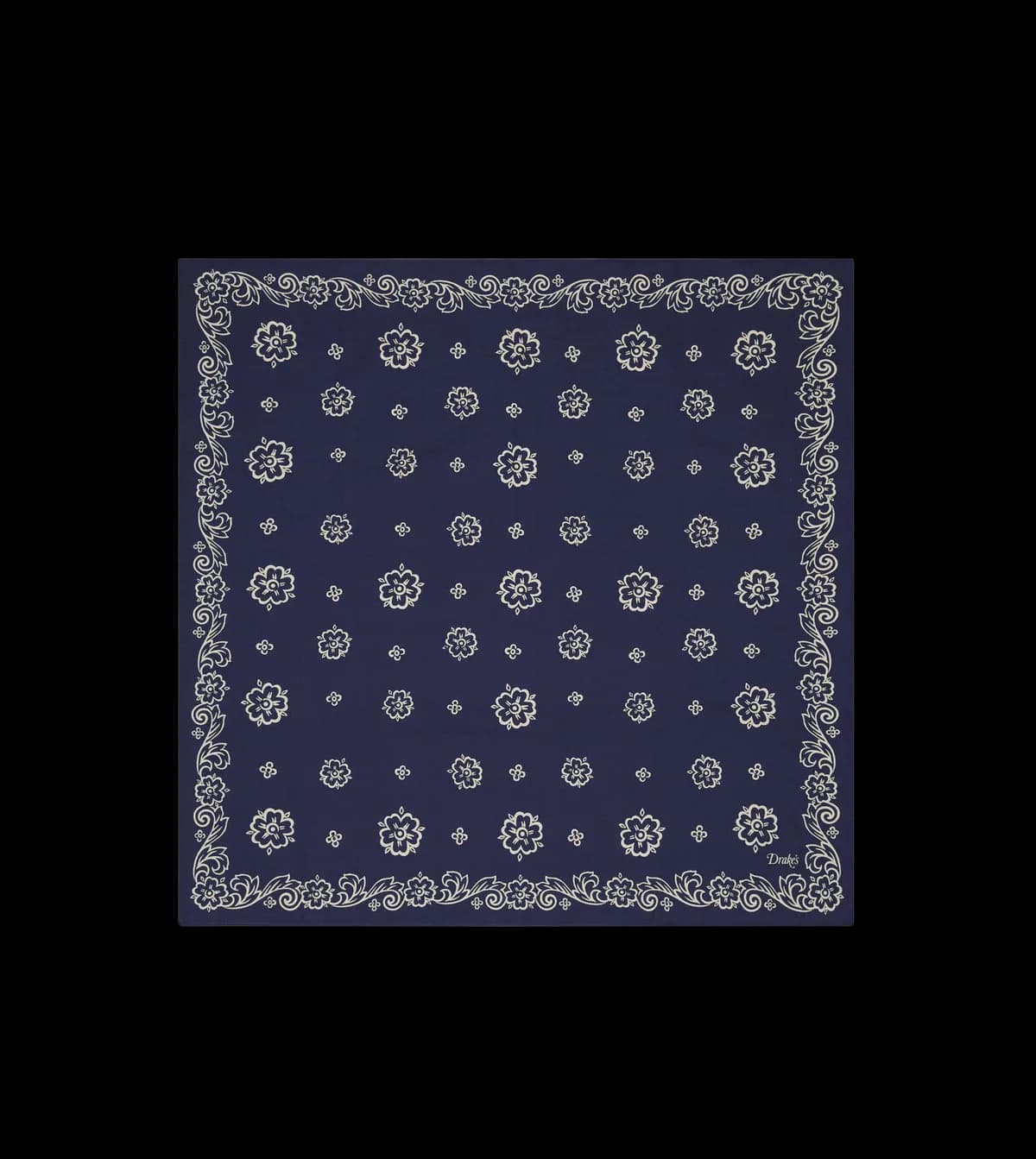 Indigo Flower Print Cotton Bandana
