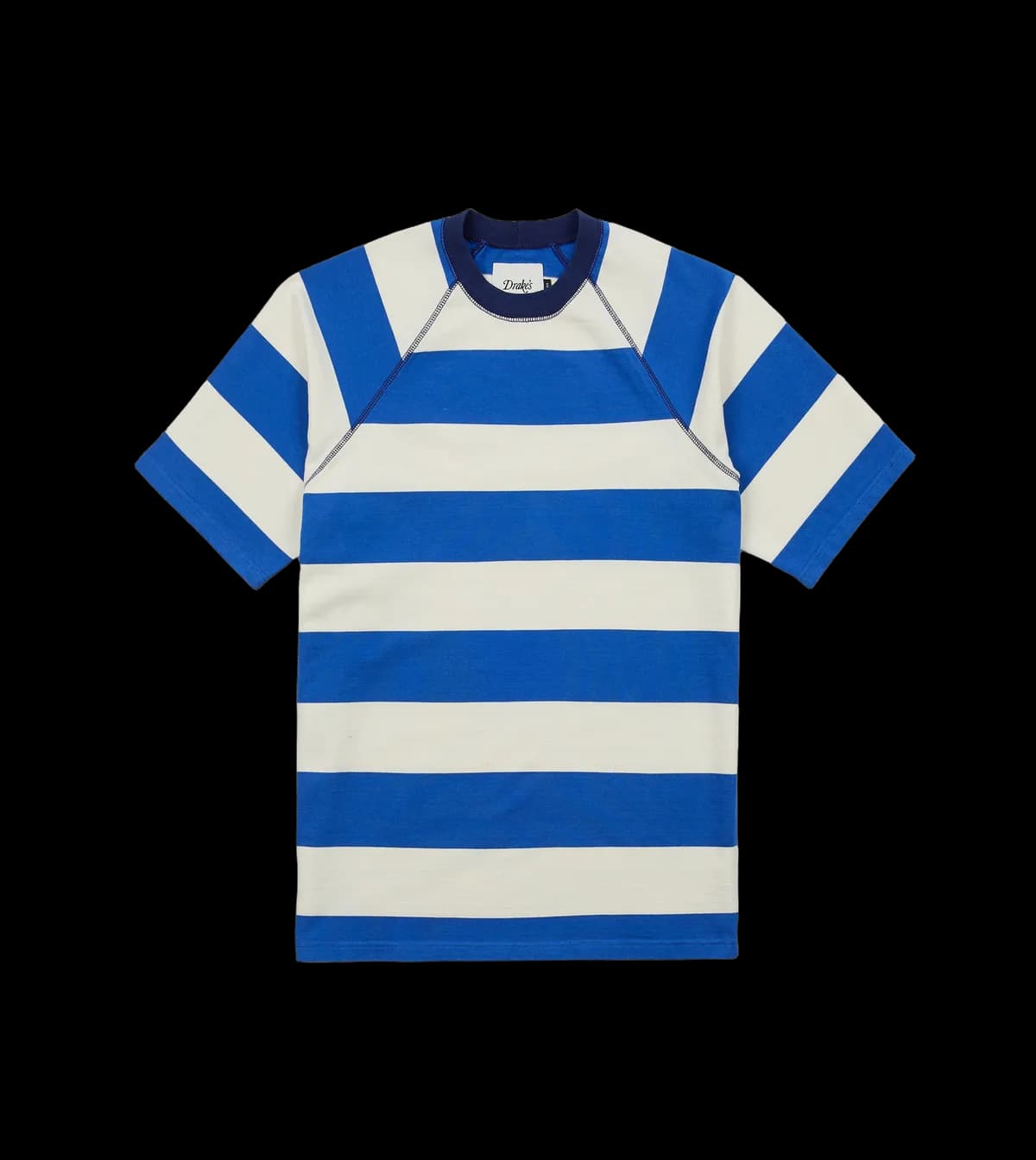 Blue and White Stripe Raglan Sleeve Hiking T-Shirt