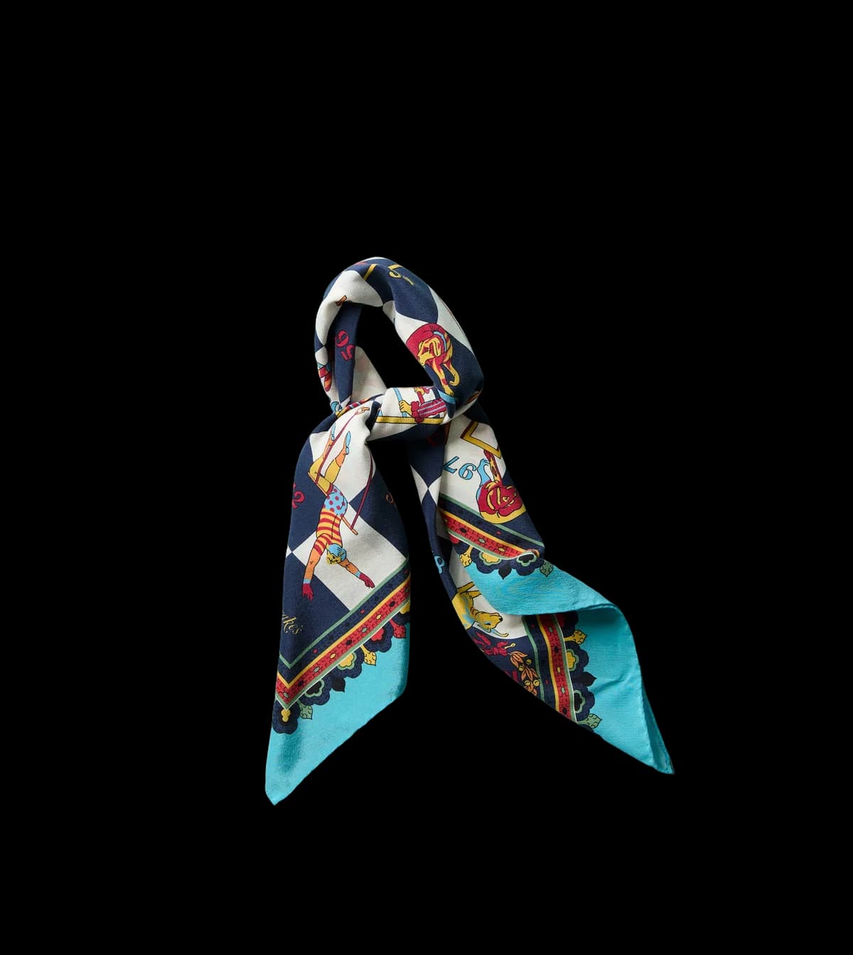 Blue Snakes and Ladders Print Silk Bandana