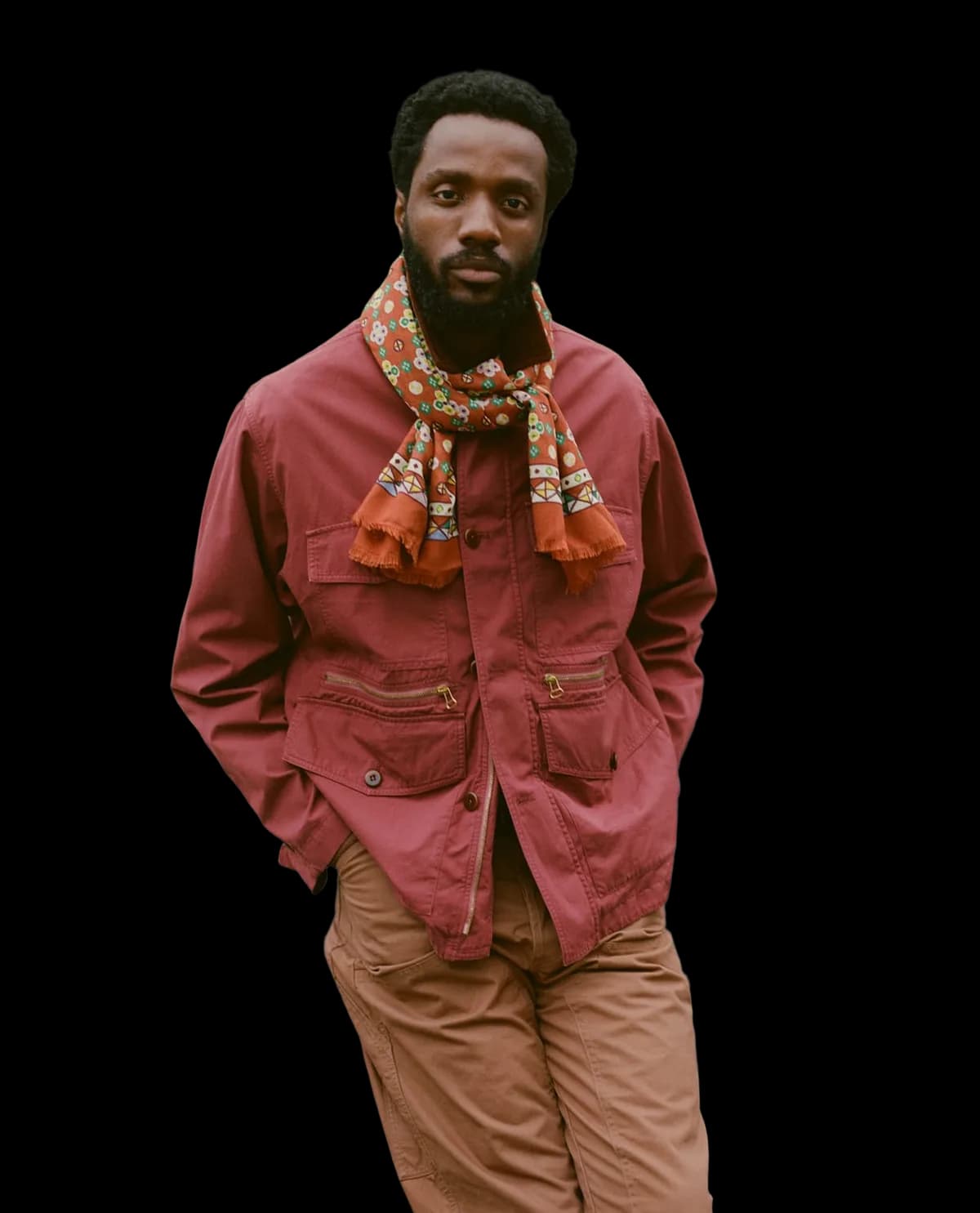 Washed Red Cotton Hiking Jacket