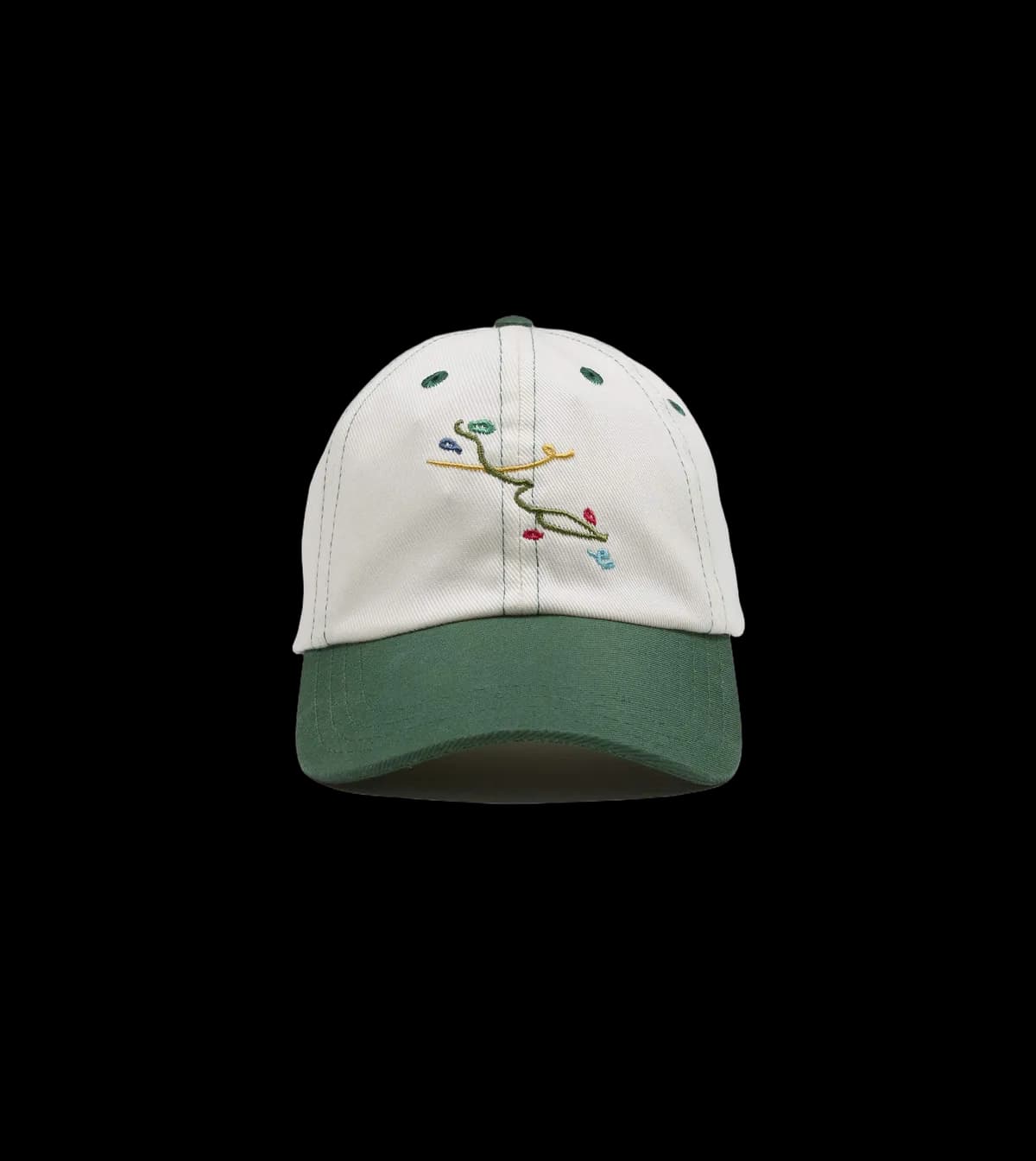 Mayumi Y. for Drake’s Ecru and Green Cotton Twill Baseball Cap