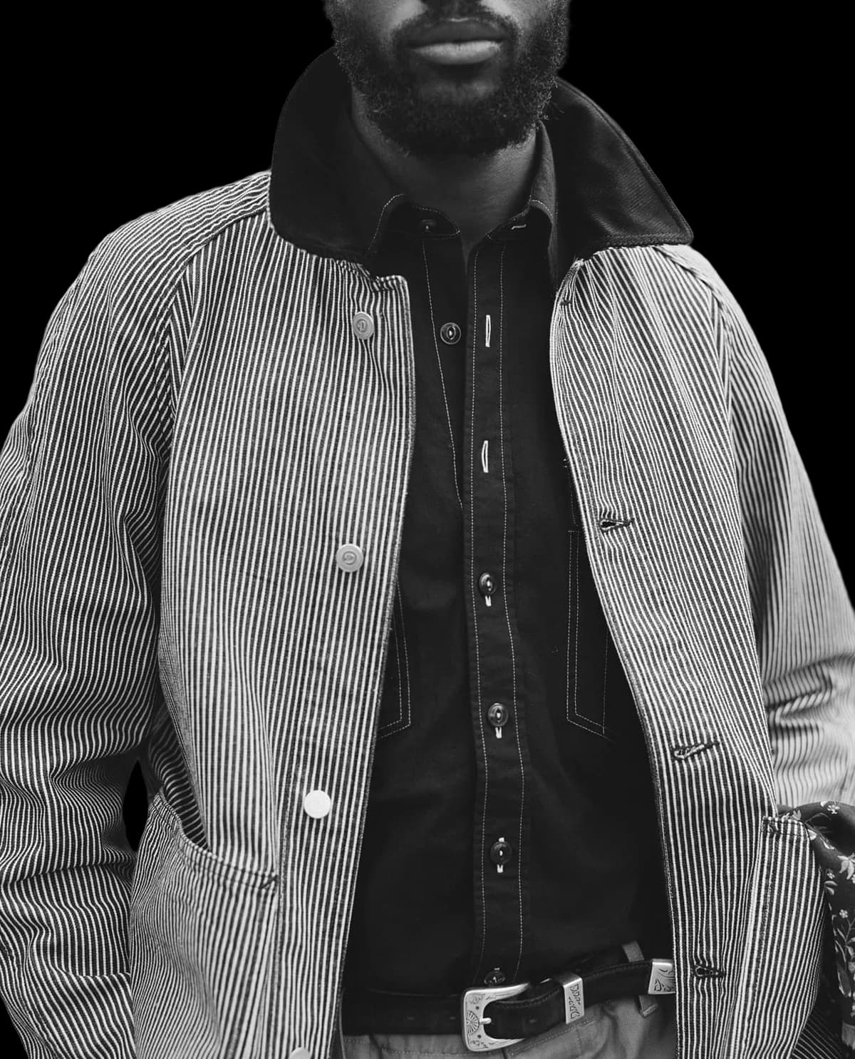 Indigo Stripe Denim Field Jacket
