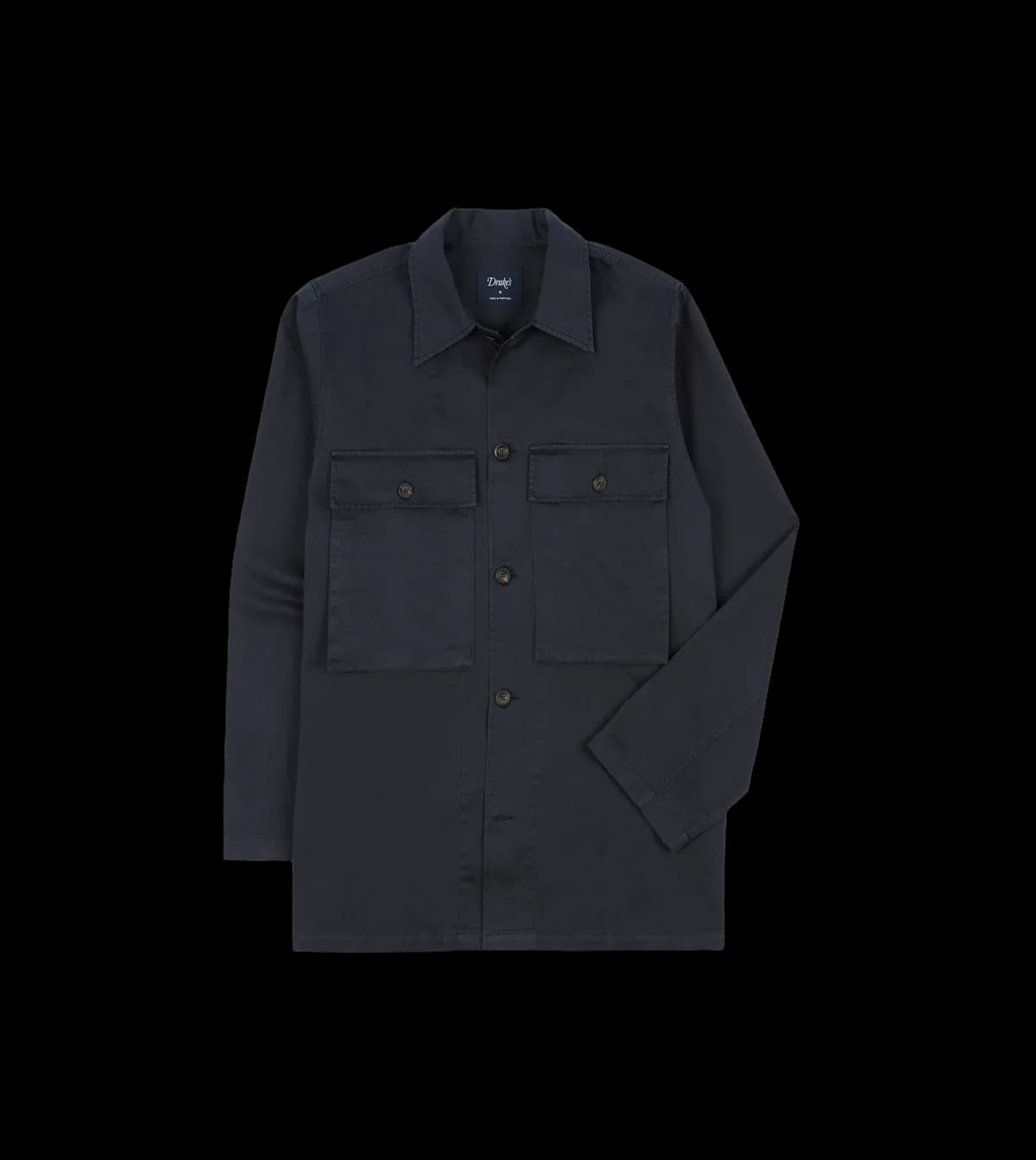 Navy Stone Wash Cotton Military Overshirt