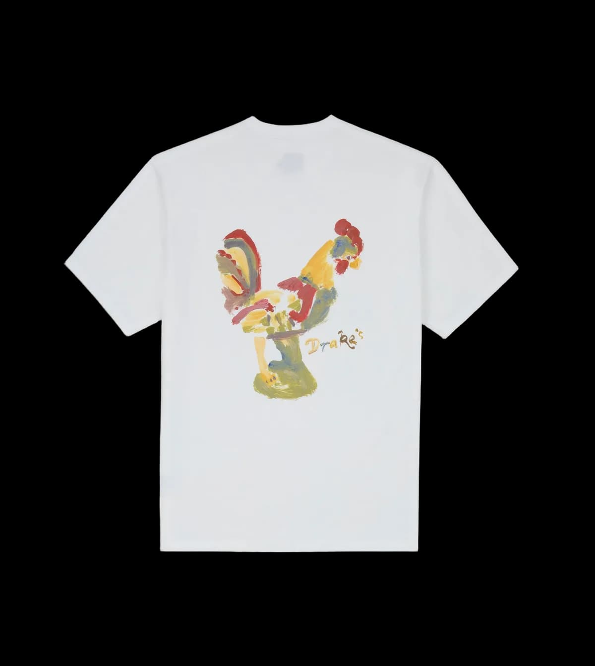 White 'Cockerel' Print Short-Sleeve Hiking T-Shirt