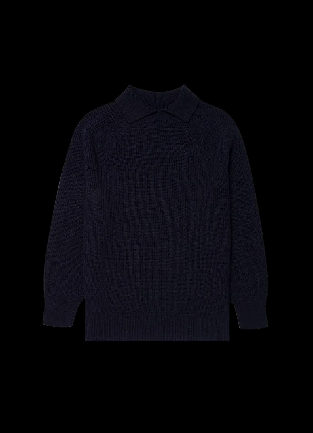 Men's Ribbed Polo Neck Jumper in Navy