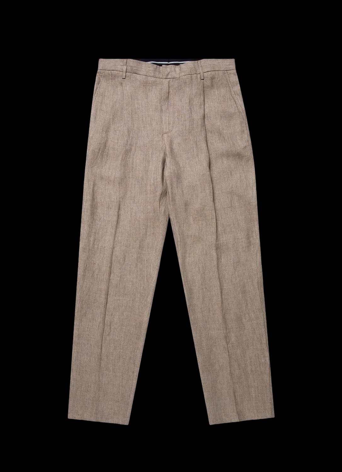 Men's Pleated Linen Trouser in Dark Sand