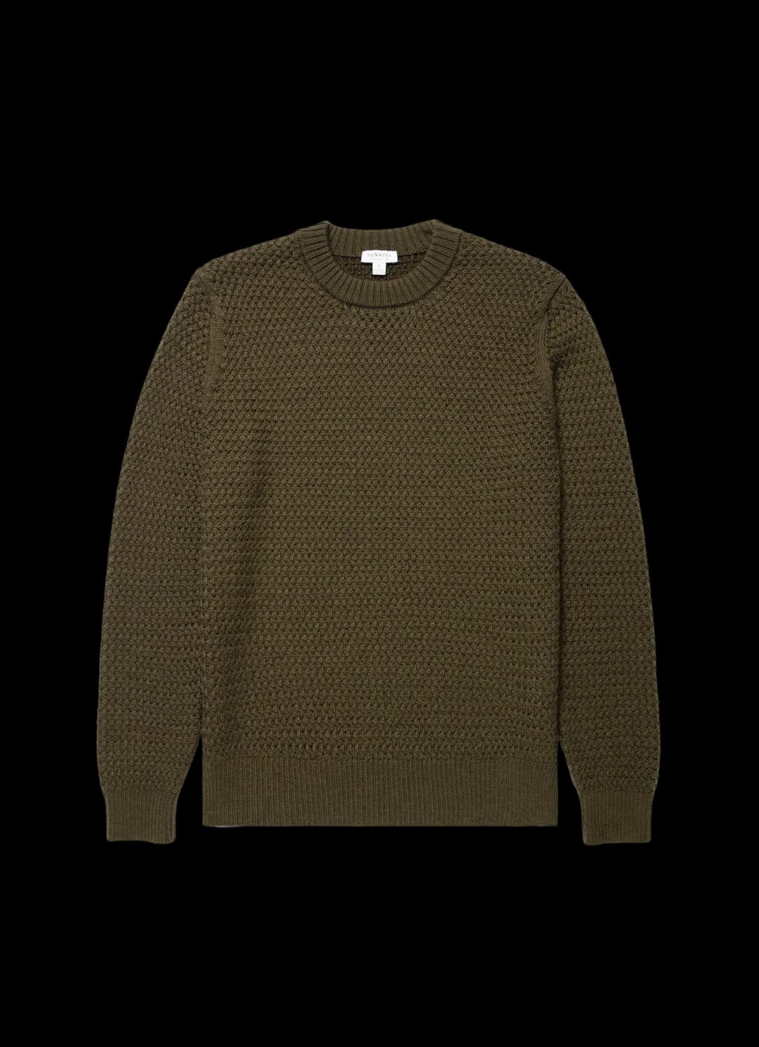 Men's Merino Wool Basketweave Jumper in Loden Green