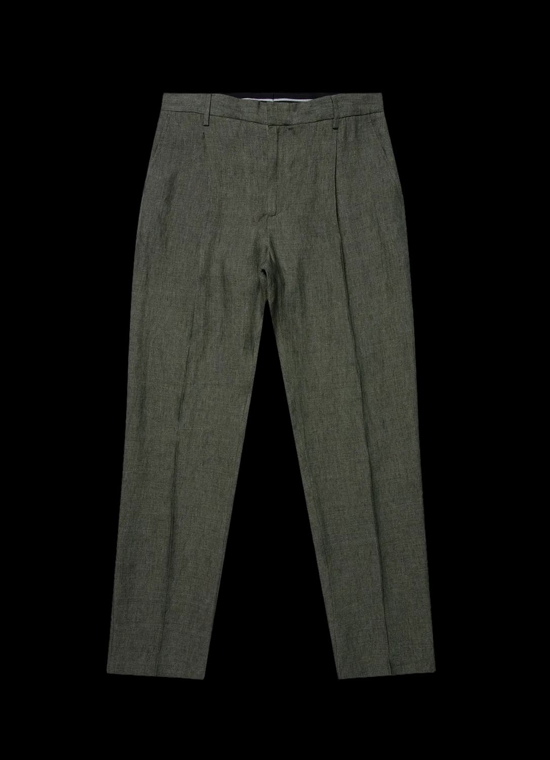Men's Pleated Linen Trouser in Light Khaki