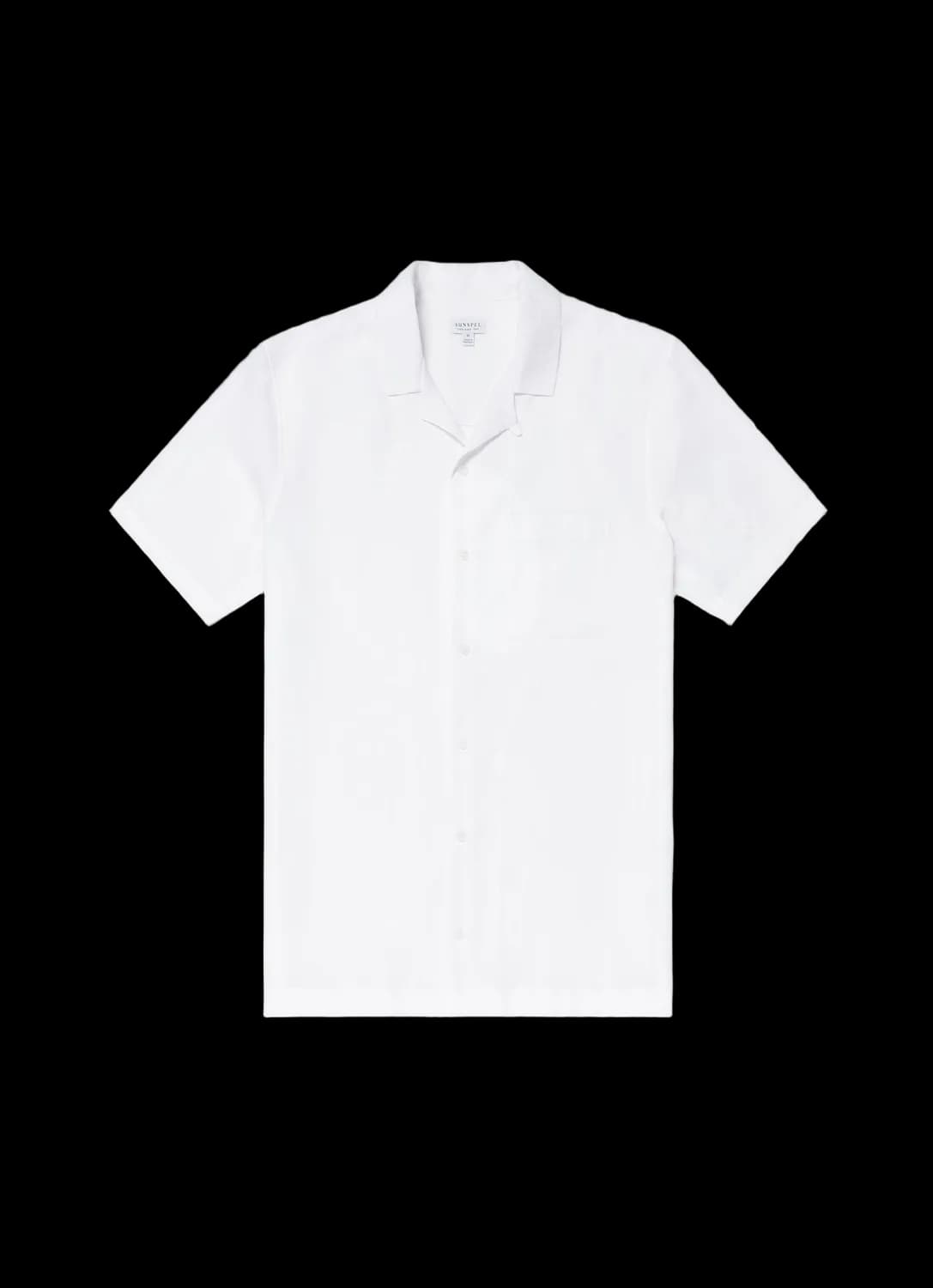 Men's Waffle Camp Collar Shirt in White