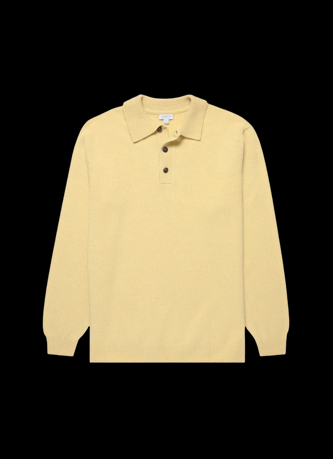 Men's Lambswool Knitted Polo Shirt in Dusty Yellow