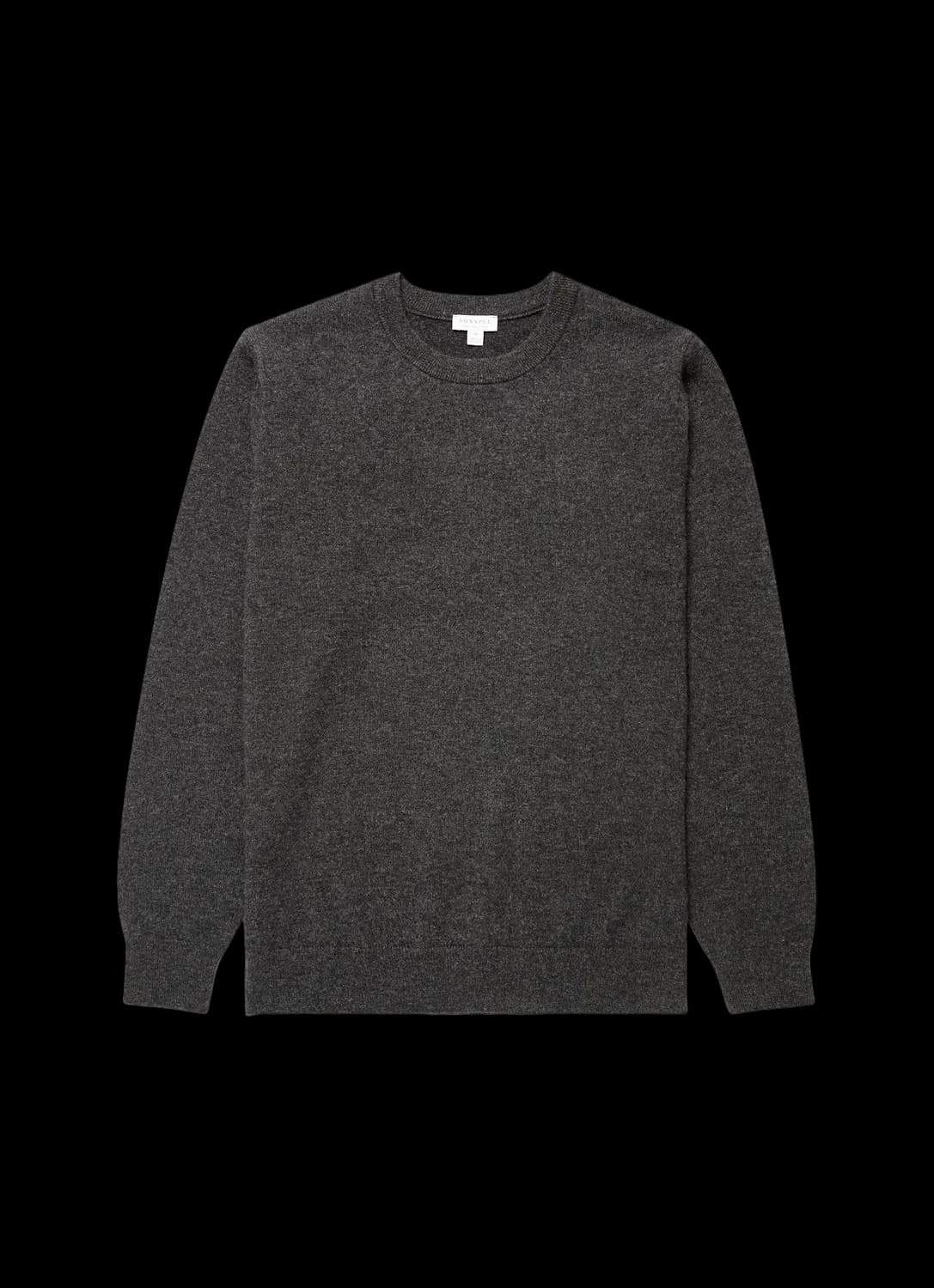 Men's Cashmere Crew Neck Jumper in Charcoal Melange