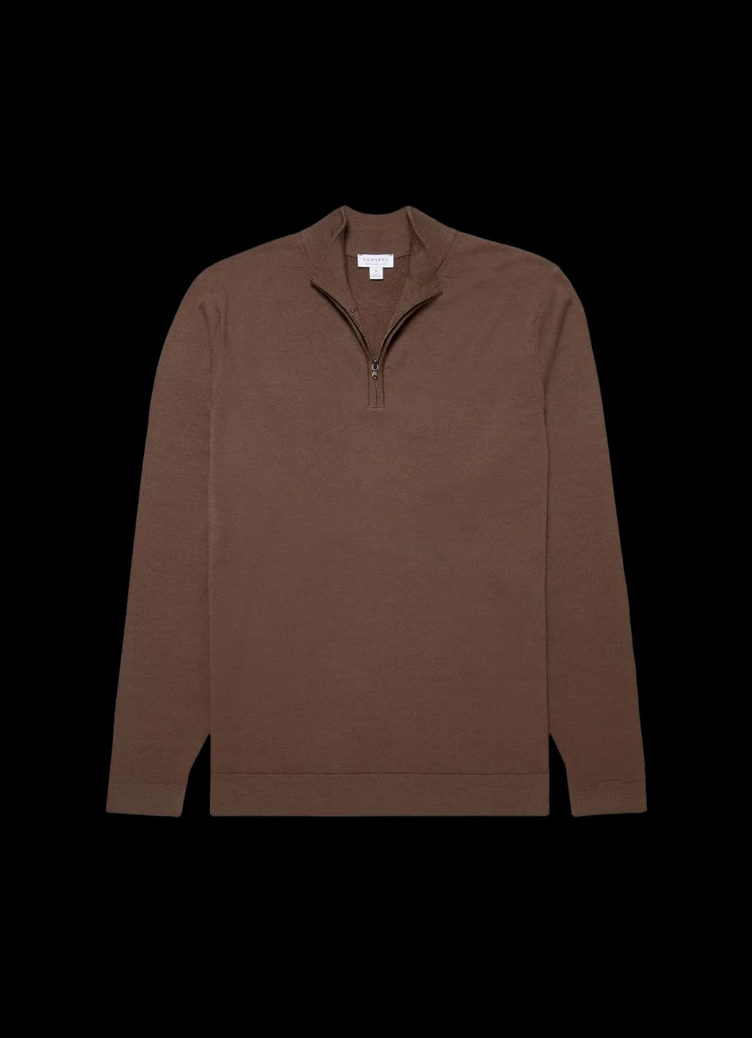Men's Extra-Fine Merino Zip Neck in Bark