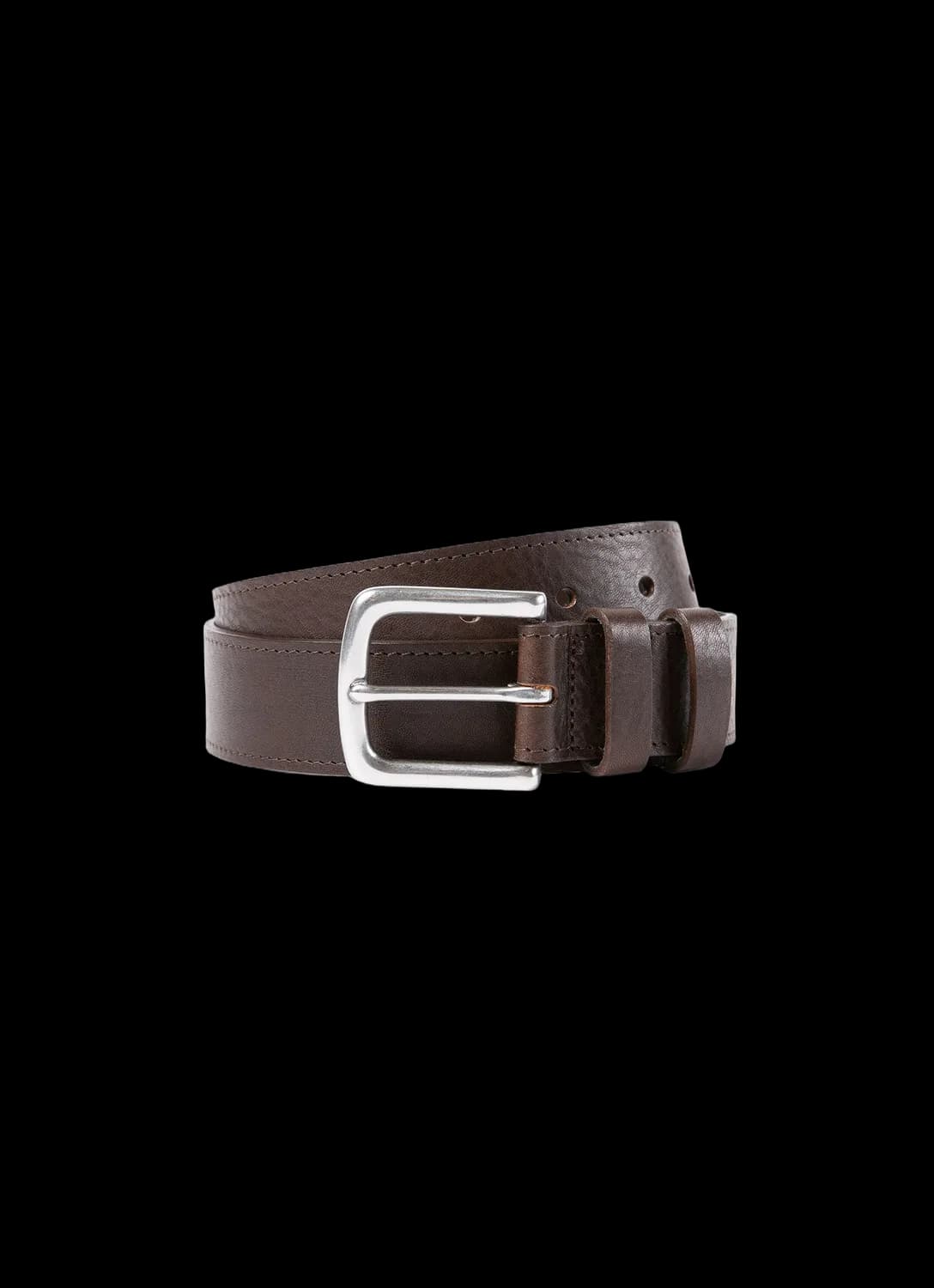 Men's Grained Leather Belt in Brown