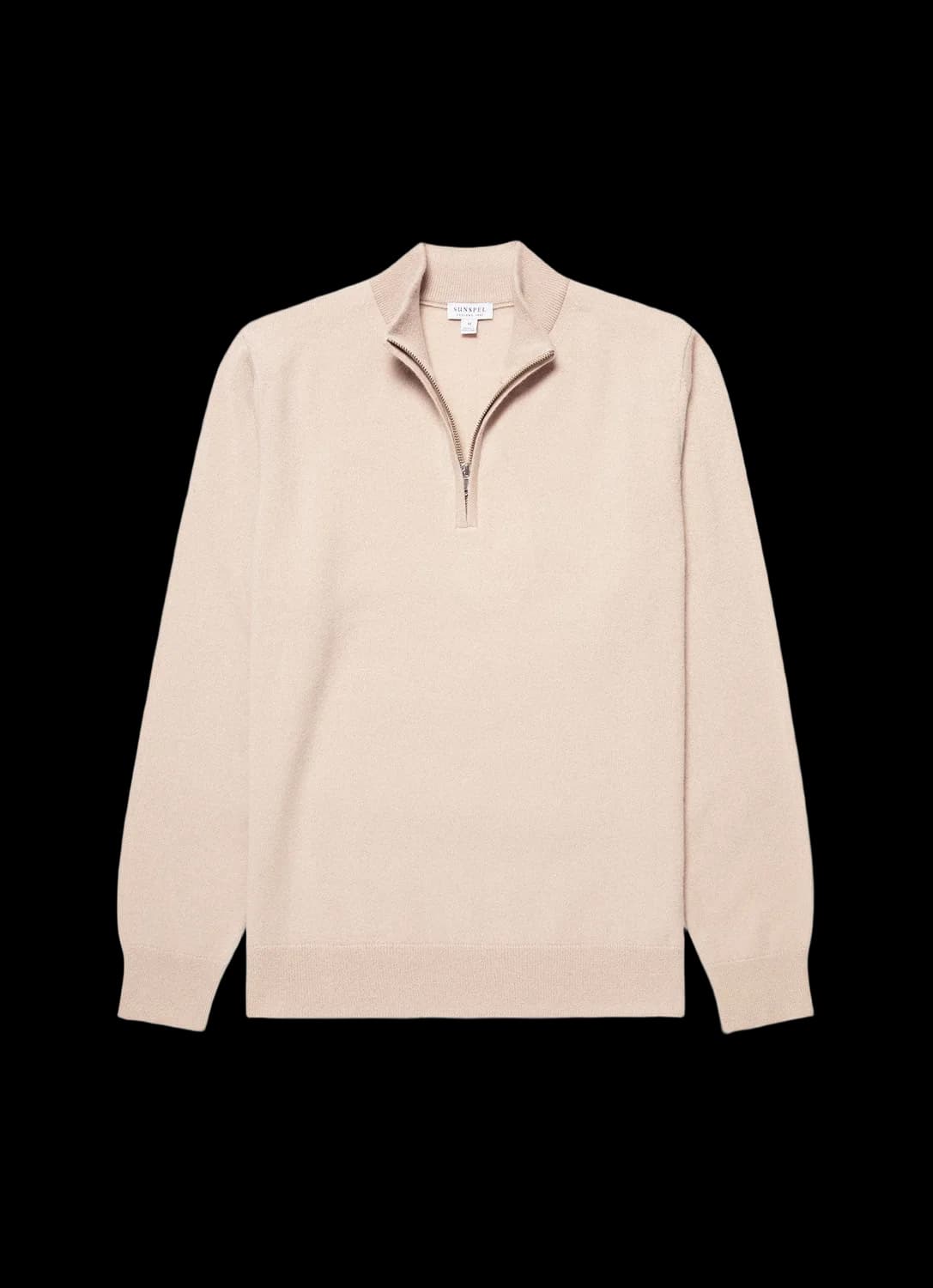 Men's Cashmere Half Zip Jumper in Swansdown