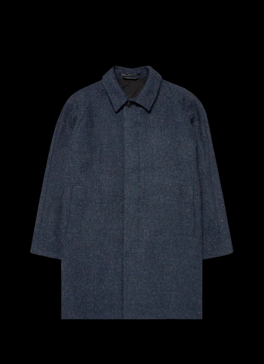 Men's Harris Tweed Car Coat in Selvedge Blue