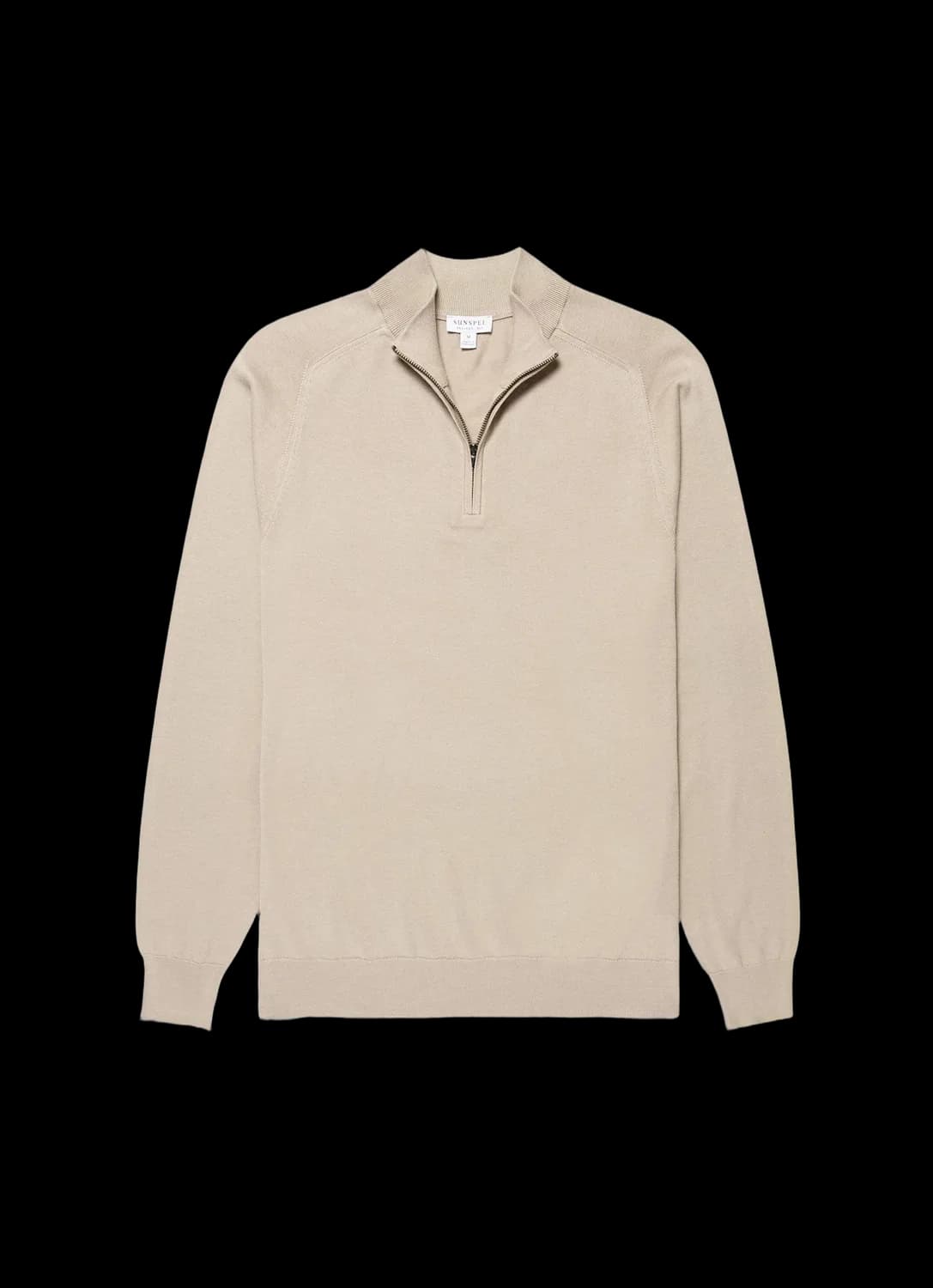 Men's Sea Island Cashmere Half Zip in Stone
