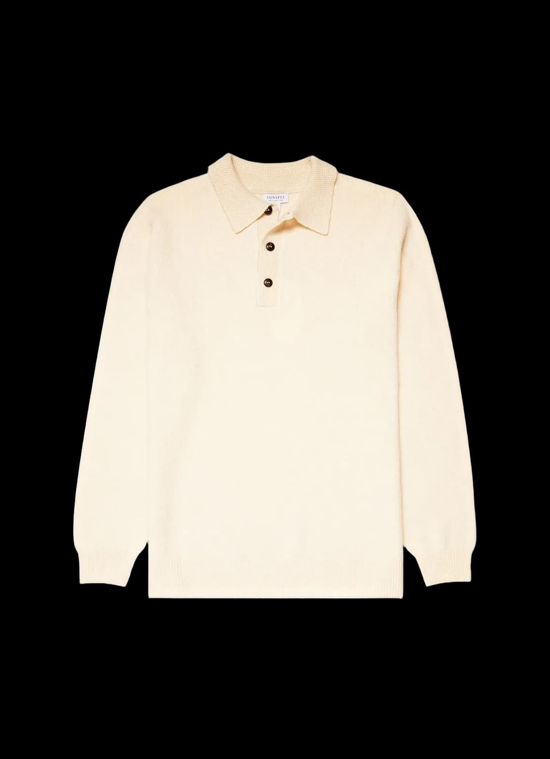 Men's Lambswool Knitted Polo Shirt in Ecru