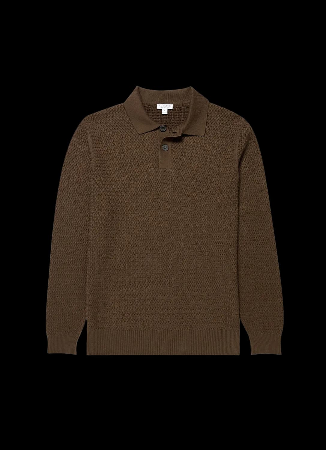 Men's Cotton Basketweave Polo Shirt in Loden Green
