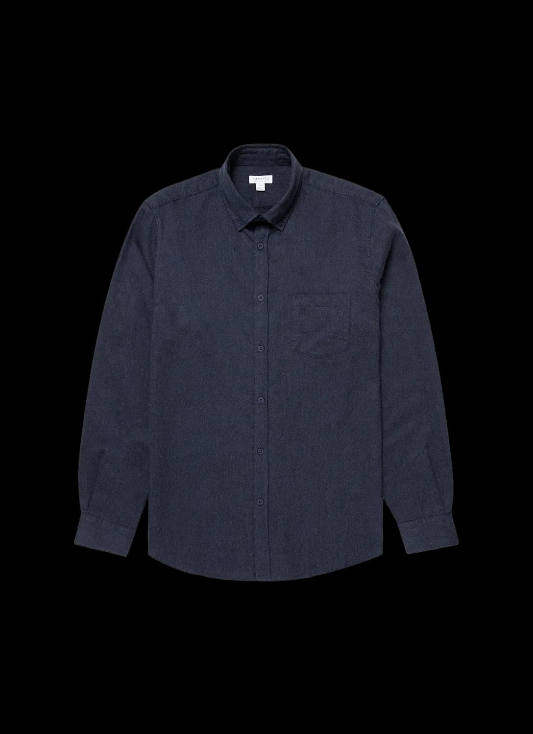Men's Button Down Flannel Shirt in Navy Melange