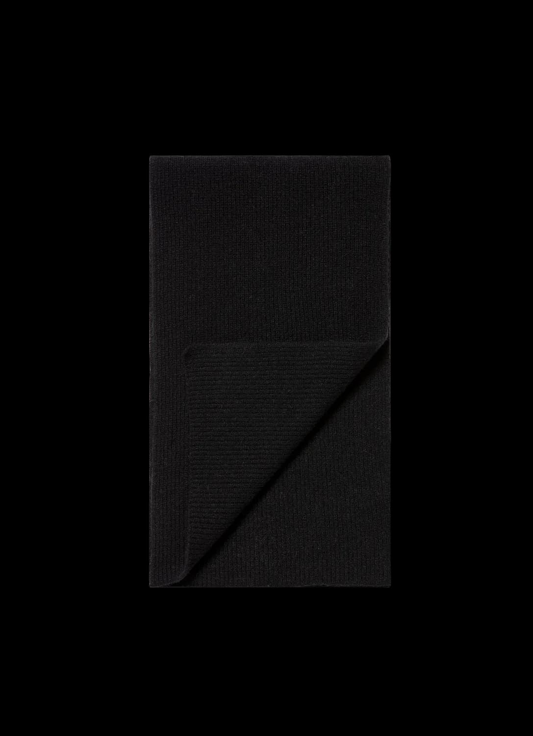 Cashmere Ribbed Scarf in Black