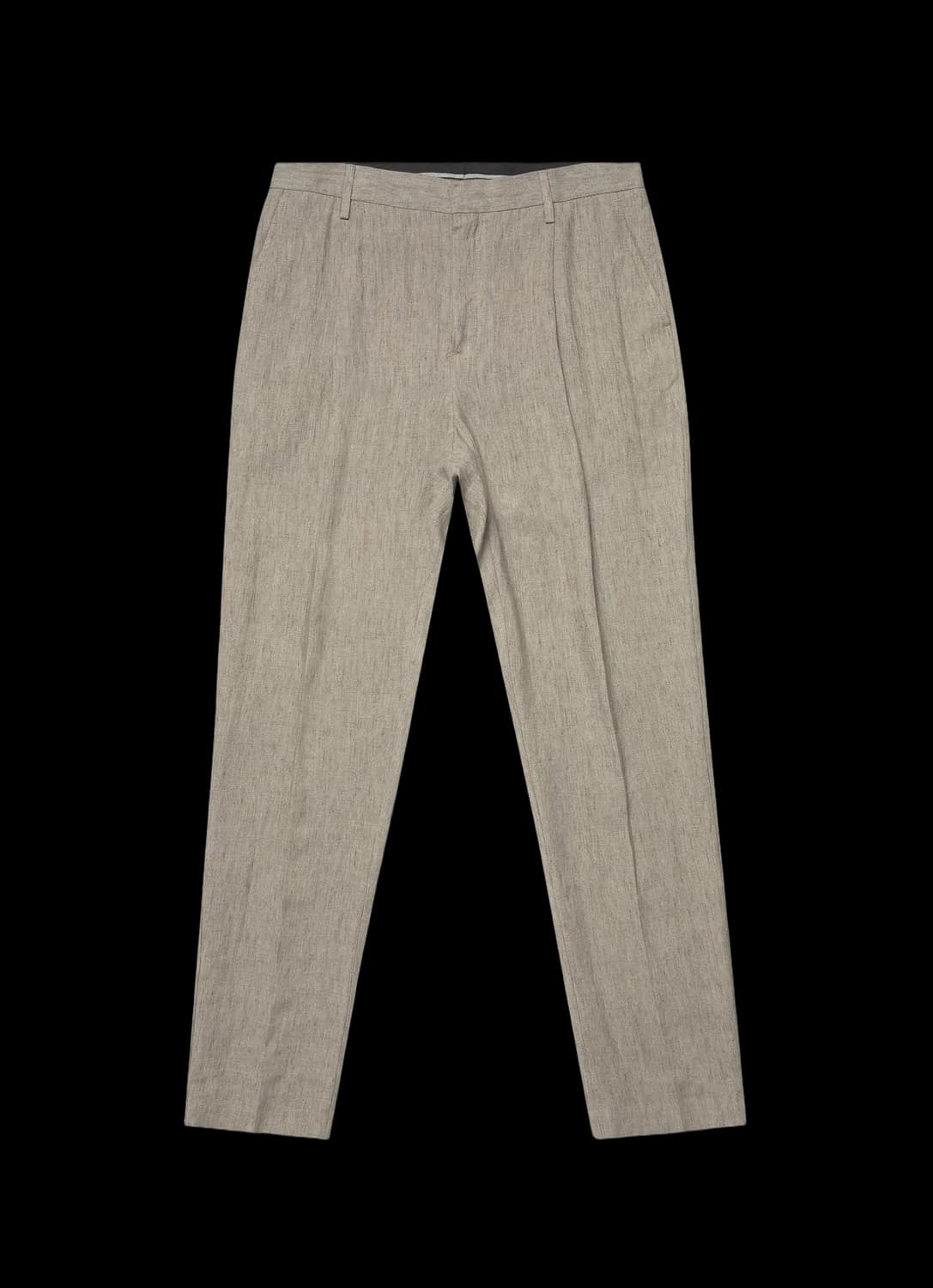 Men's Pleated Linen Trouser in Dark Stone
