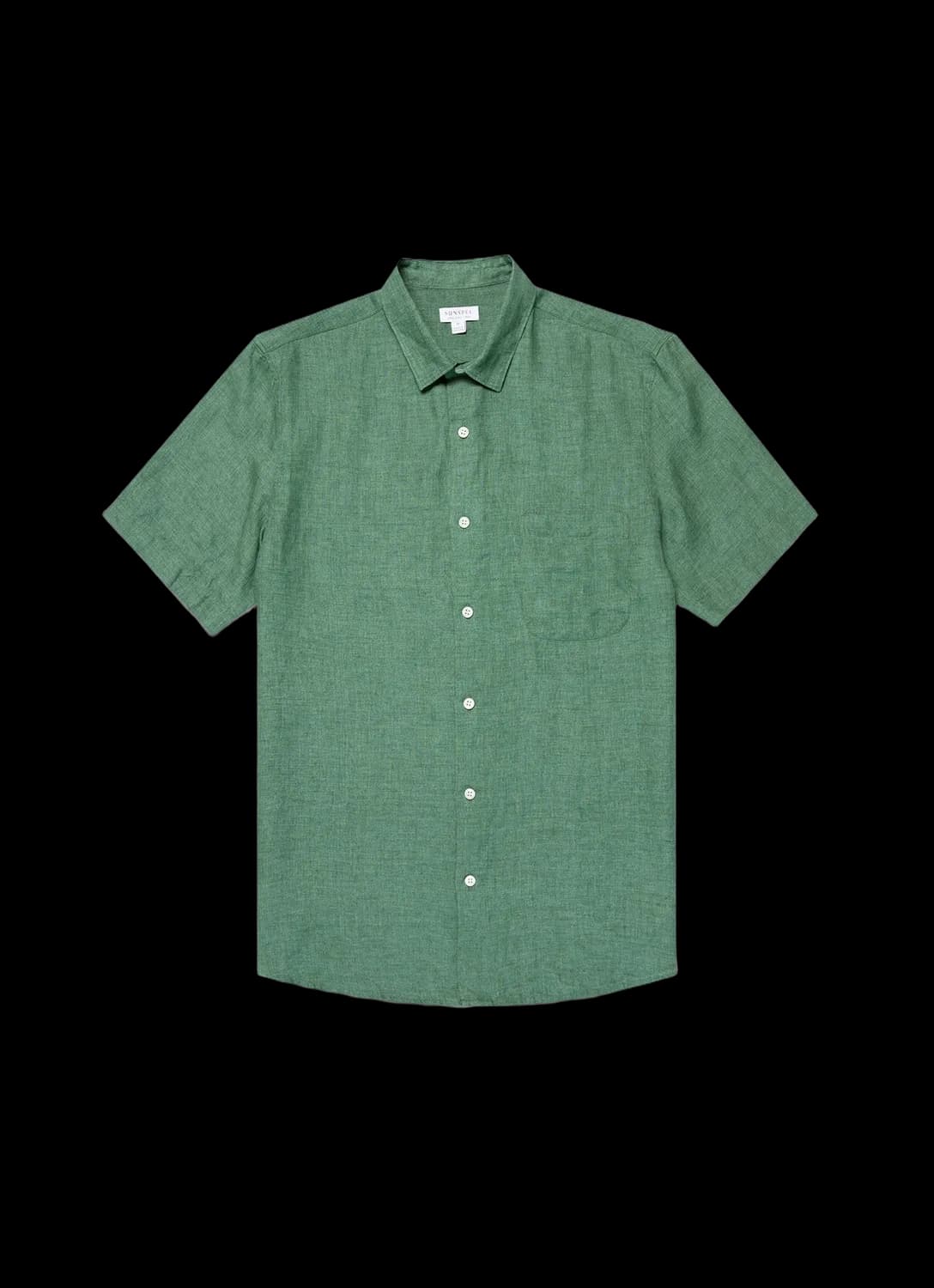 Men's Short Sleeve Linen Shirt in Bright Green