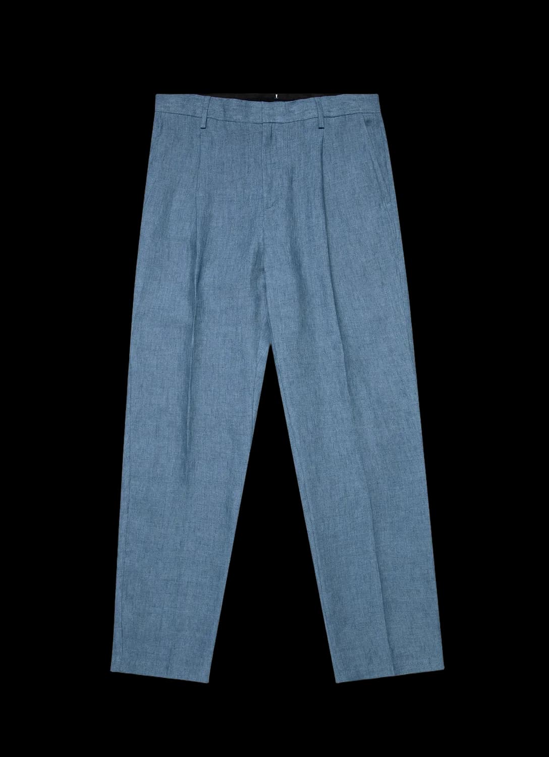 Men's Pleated Linen Trouser in Soft Denim Melange