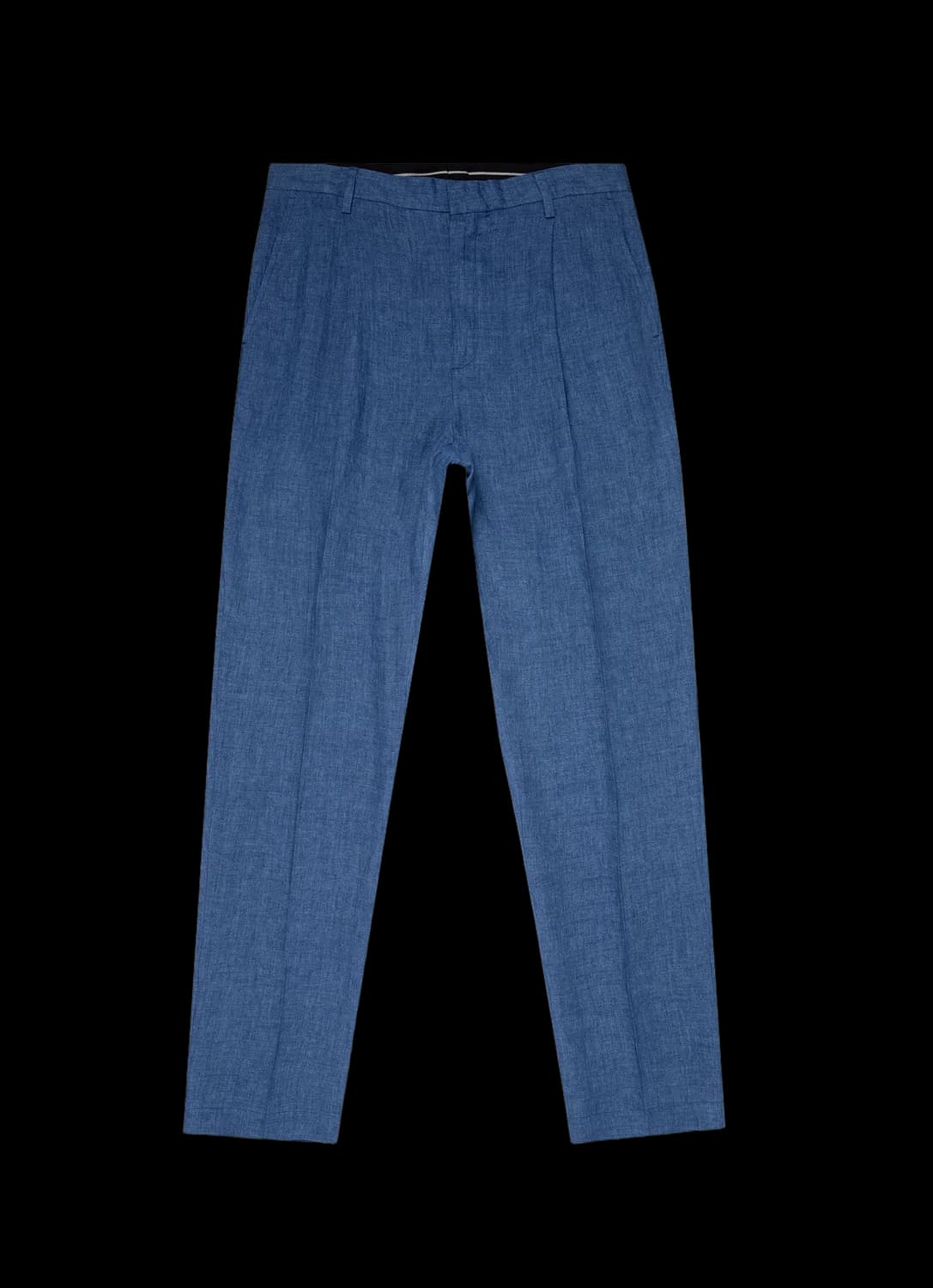 Men's Pleated Linen Trouser in Blue Melange