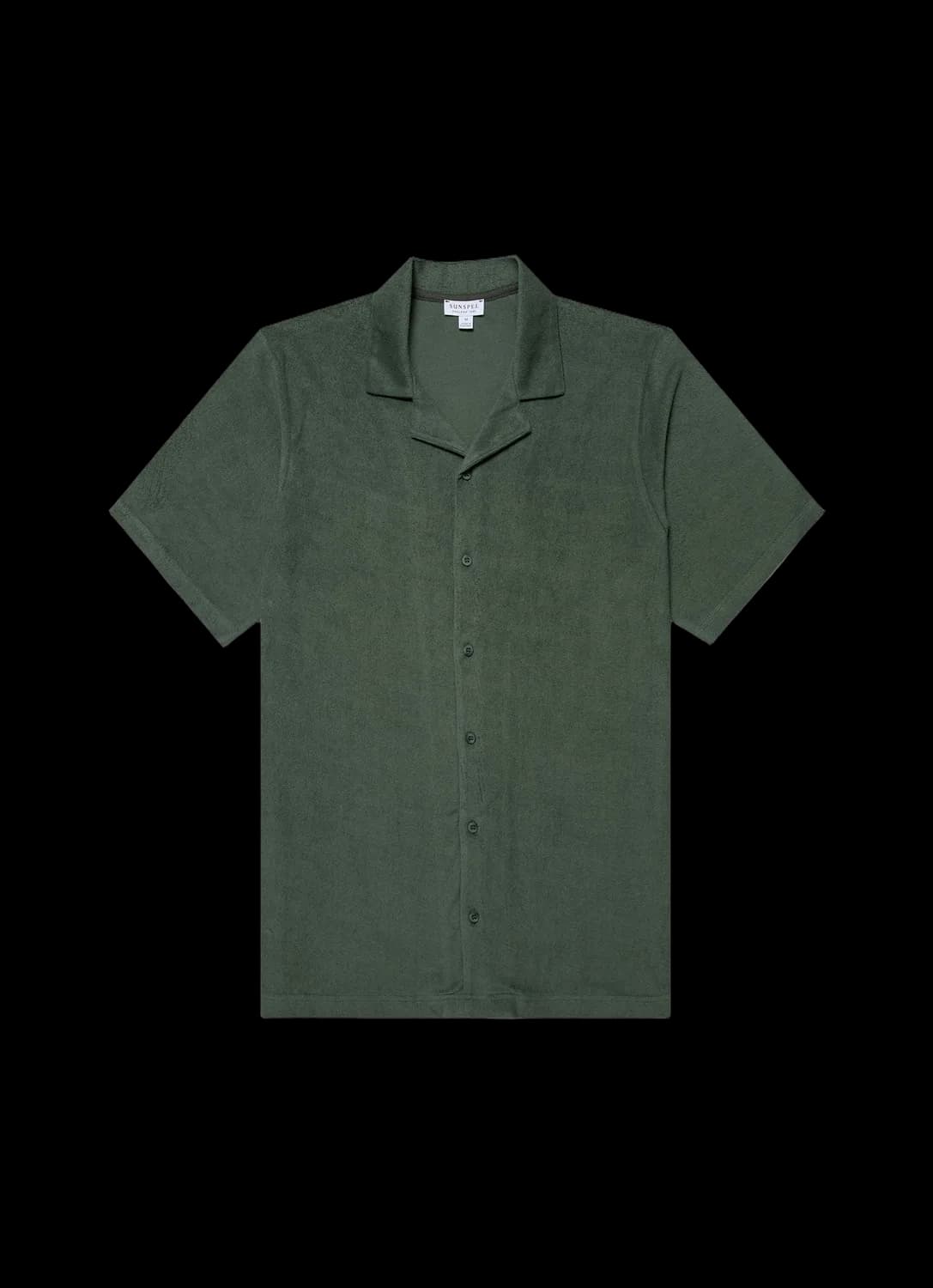 Men's Towelling Camp Collar Shirt in Dusk Green