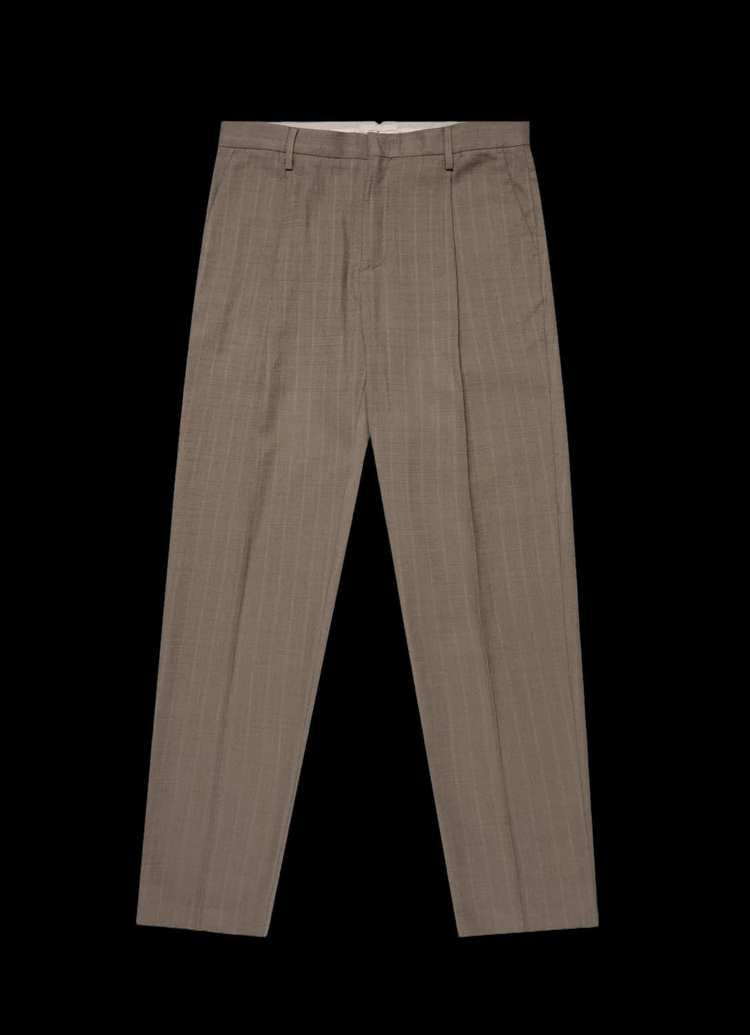Men's Cotton Raffia Pleat Trouser in Dark Stone